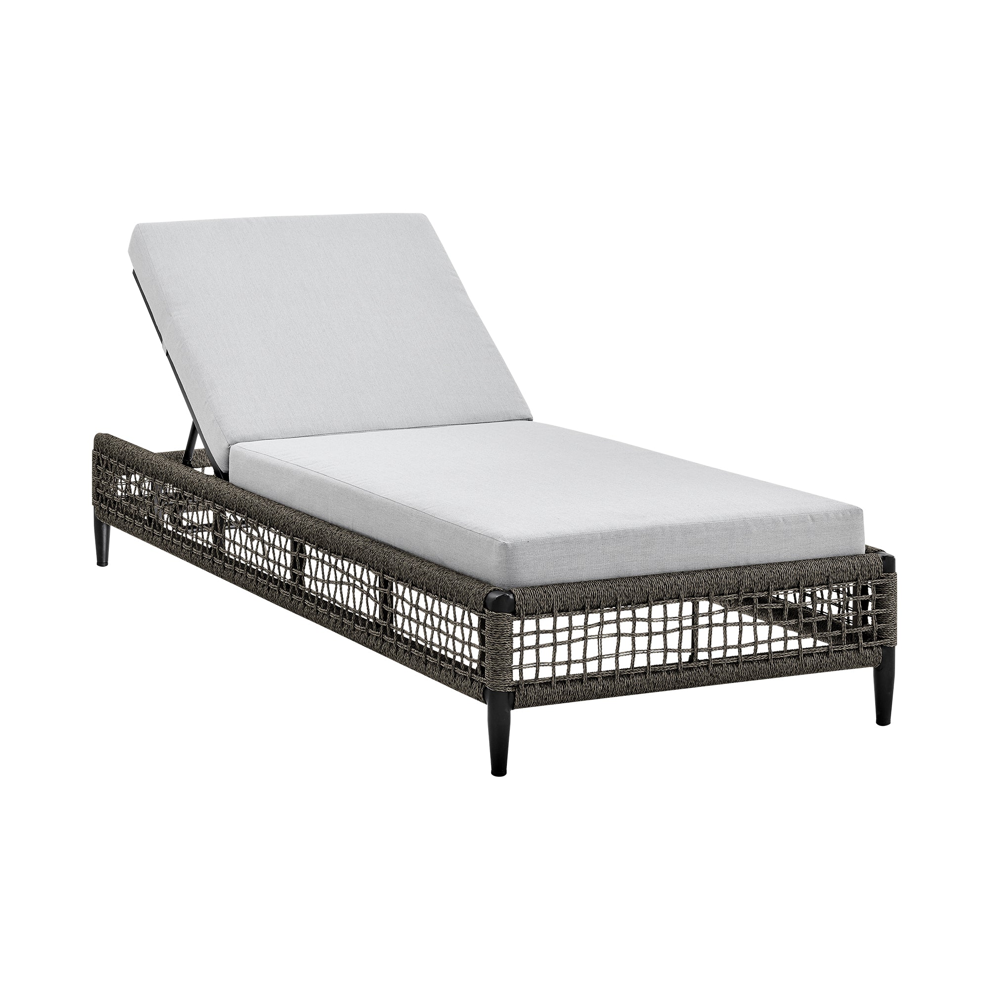 Alegria Outdoor Patio Adjustable Chaise Lounge Chair in Aluminum with Gray Rope and Cushions By Armen Living - Image 2