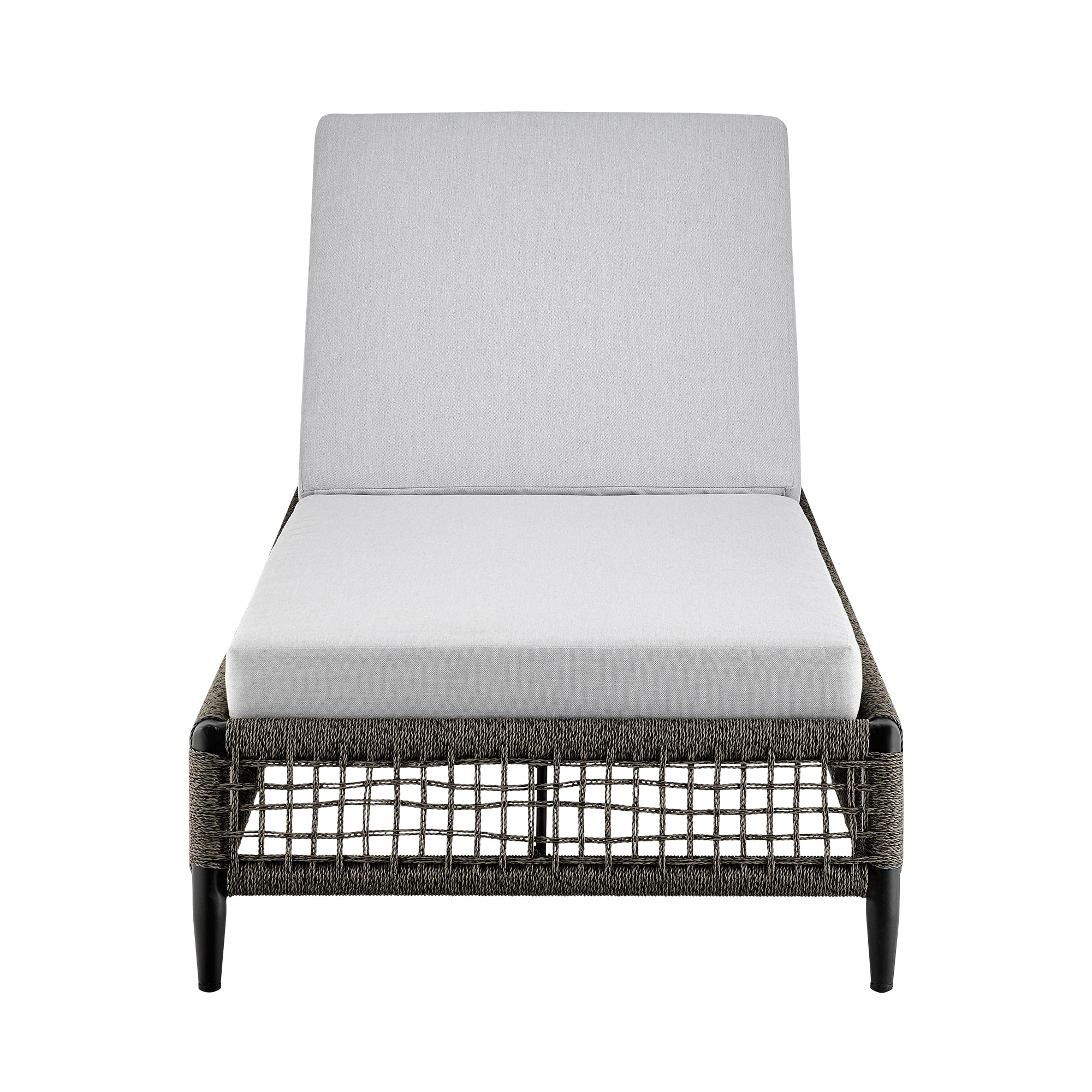 Alegria Outdoor Patio Adjustable Chaise Lounge Chair in Aluminum with Gray Rope and Cushions By Armen Living - Image 3