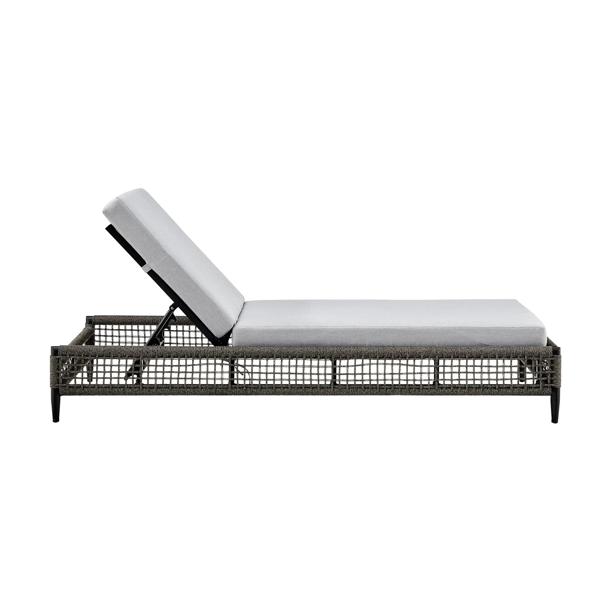 Alegria Outdoor Patio Adjustable Chaise Lounge Chair in Aluminum with Gray Rope and Cushions By Armen Living - Image 4