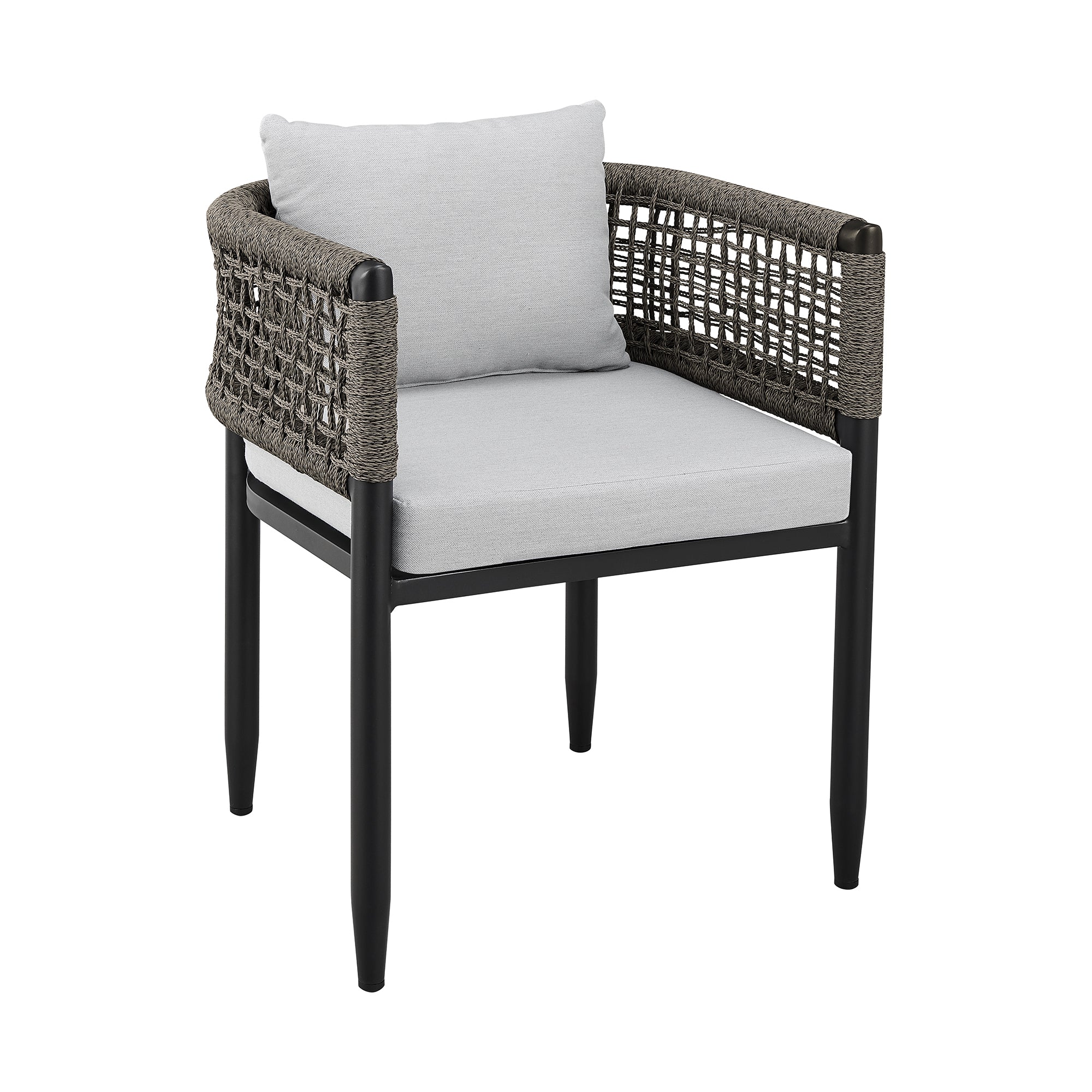 Alegria Outdoor Patio Dining Chair in Aluminum with Gray Rope and Cushions - Set of 2 By Armen Living - Image 4