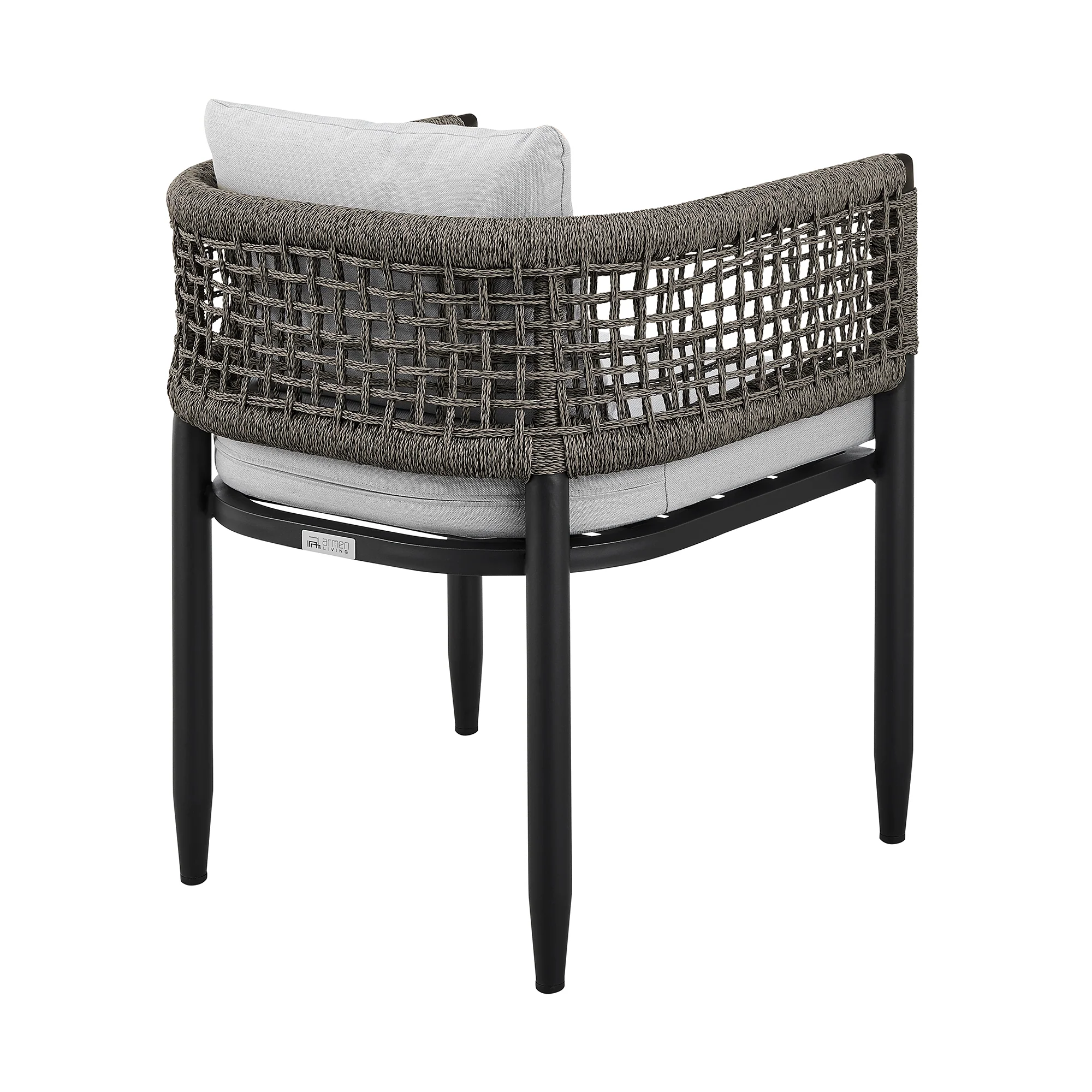 Alegria Outdoor Patio Dining Chair in Aluminum with Gray Rope and Cushions - Set of 2 By Armen Living - Image 7