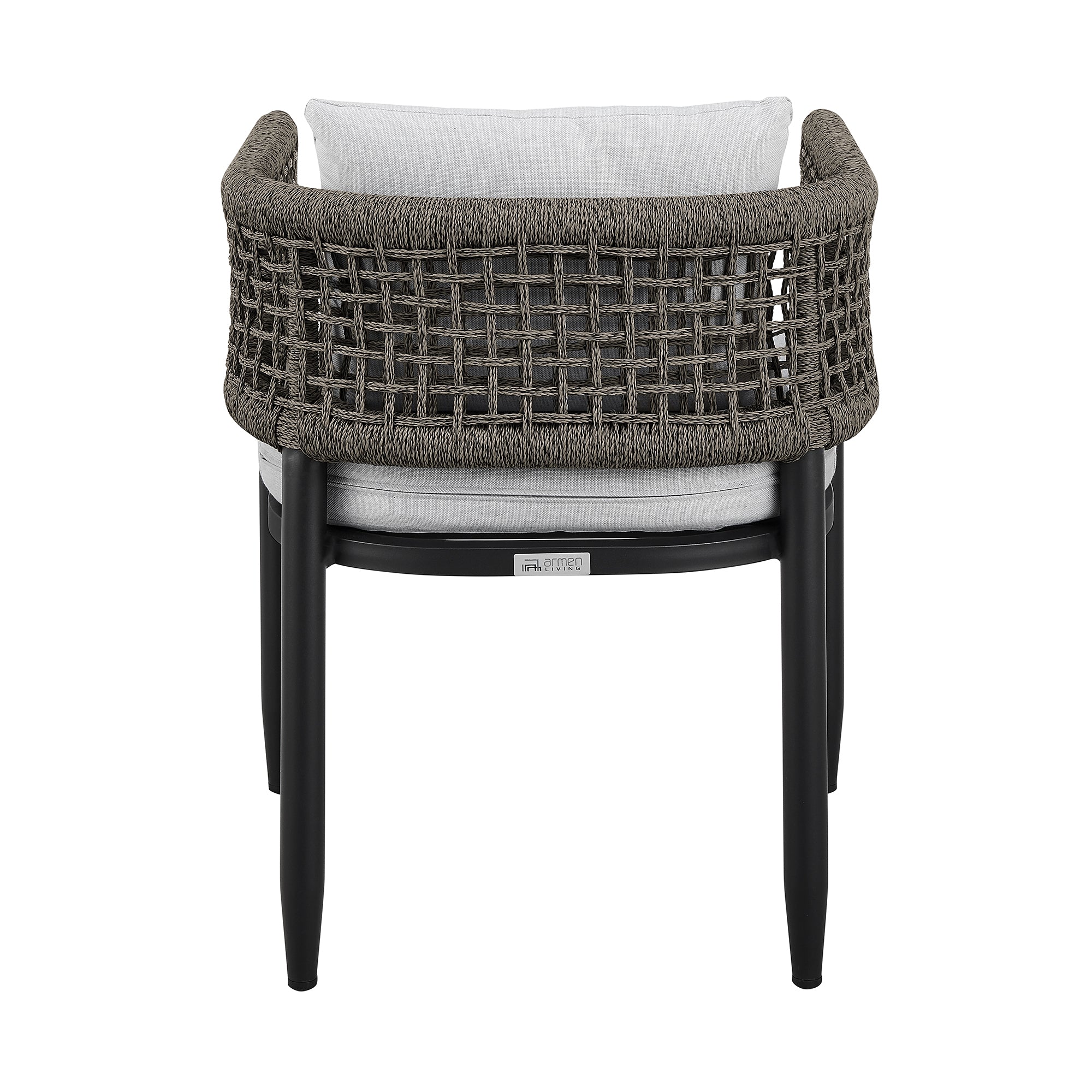 Alegria Outdoor Patio Dining Chair in Aluminum with Gray Rope and Cushions - Set of 2 By Armen Living - Image 8