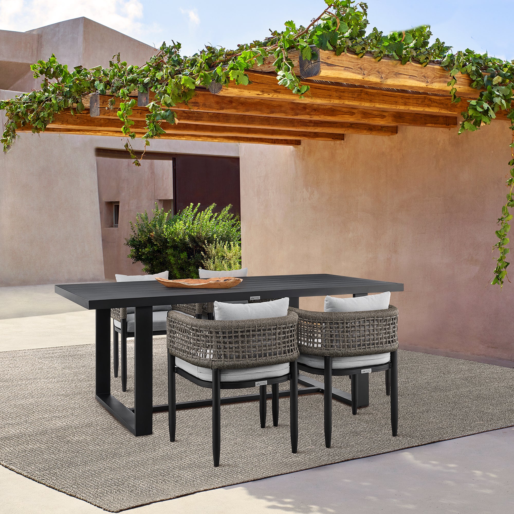 Alegria Outdoor Patio Dining Table in Aluminum By Armen Living - Image 2