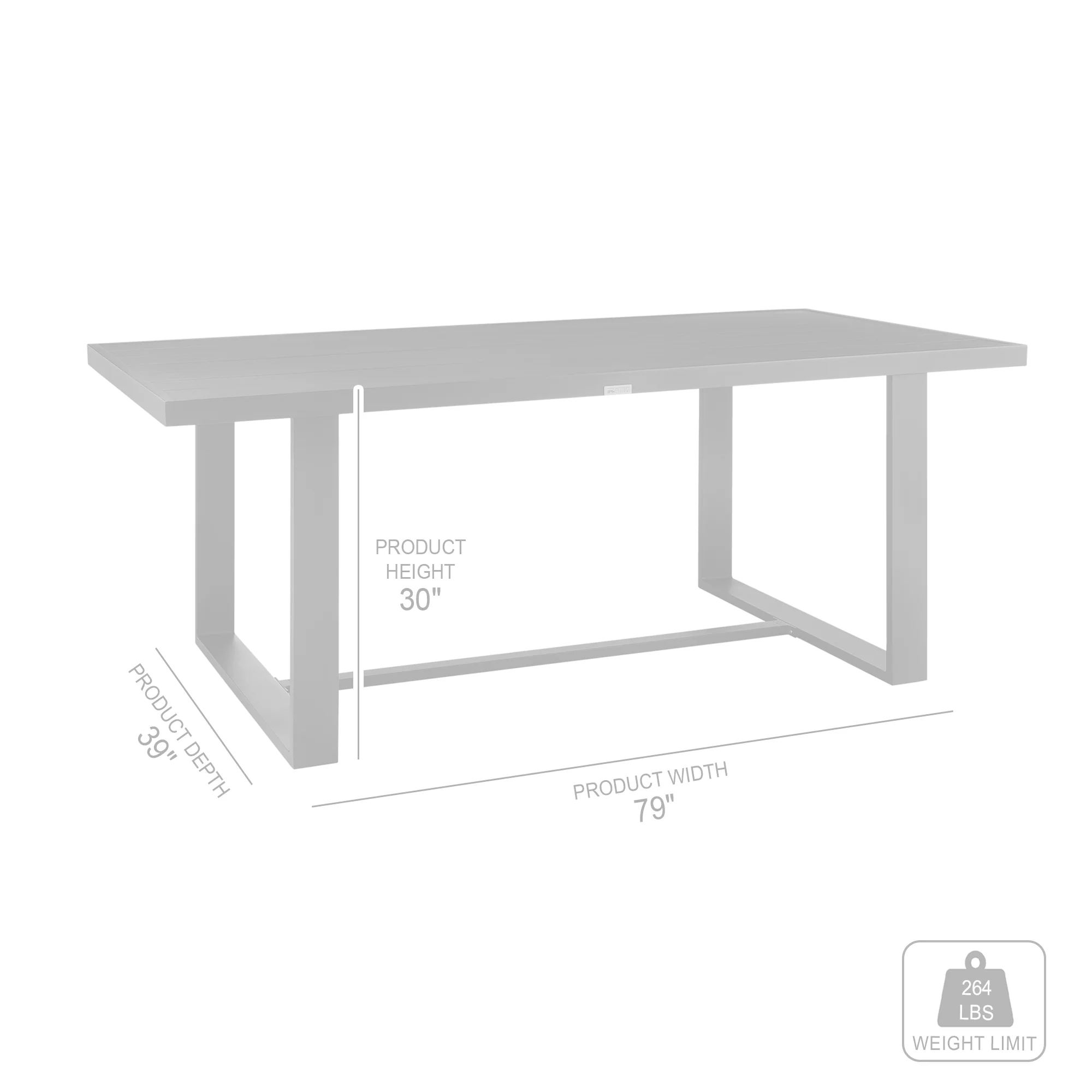 Alegria Outdoor Patio Dining Table in Aluminum By Armen Living - Image 7
