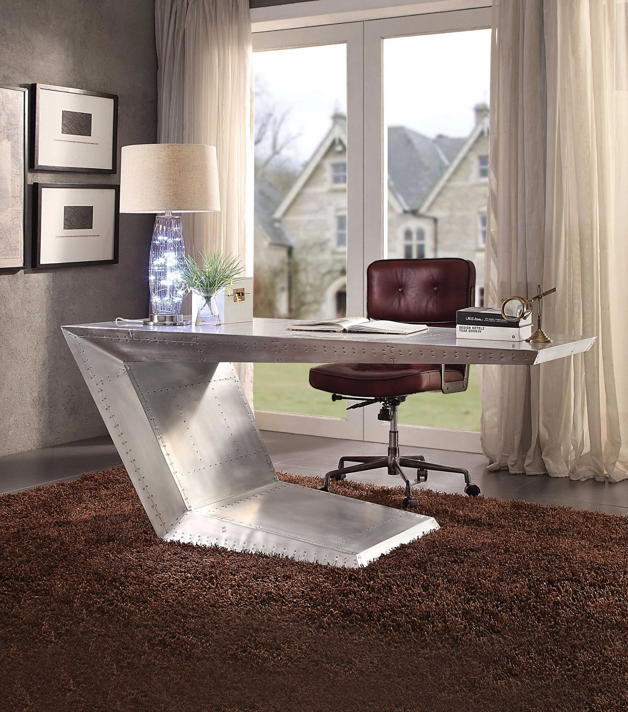 Aluminum Desk By Homeroots