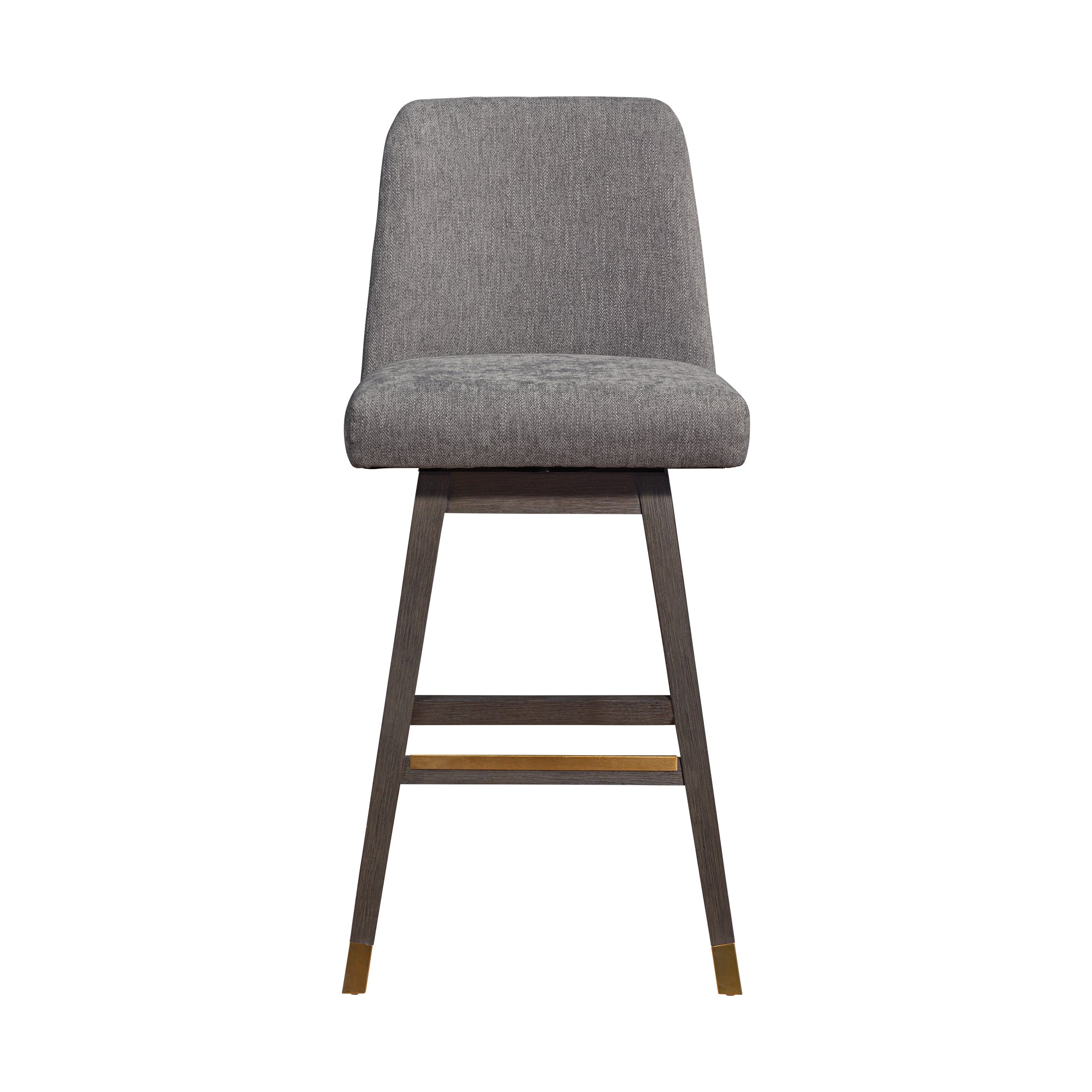 Amalie Swivel Bar Stool in Grey Oak Wood Finish with Mocha Fabric By Armen Living - Image 4