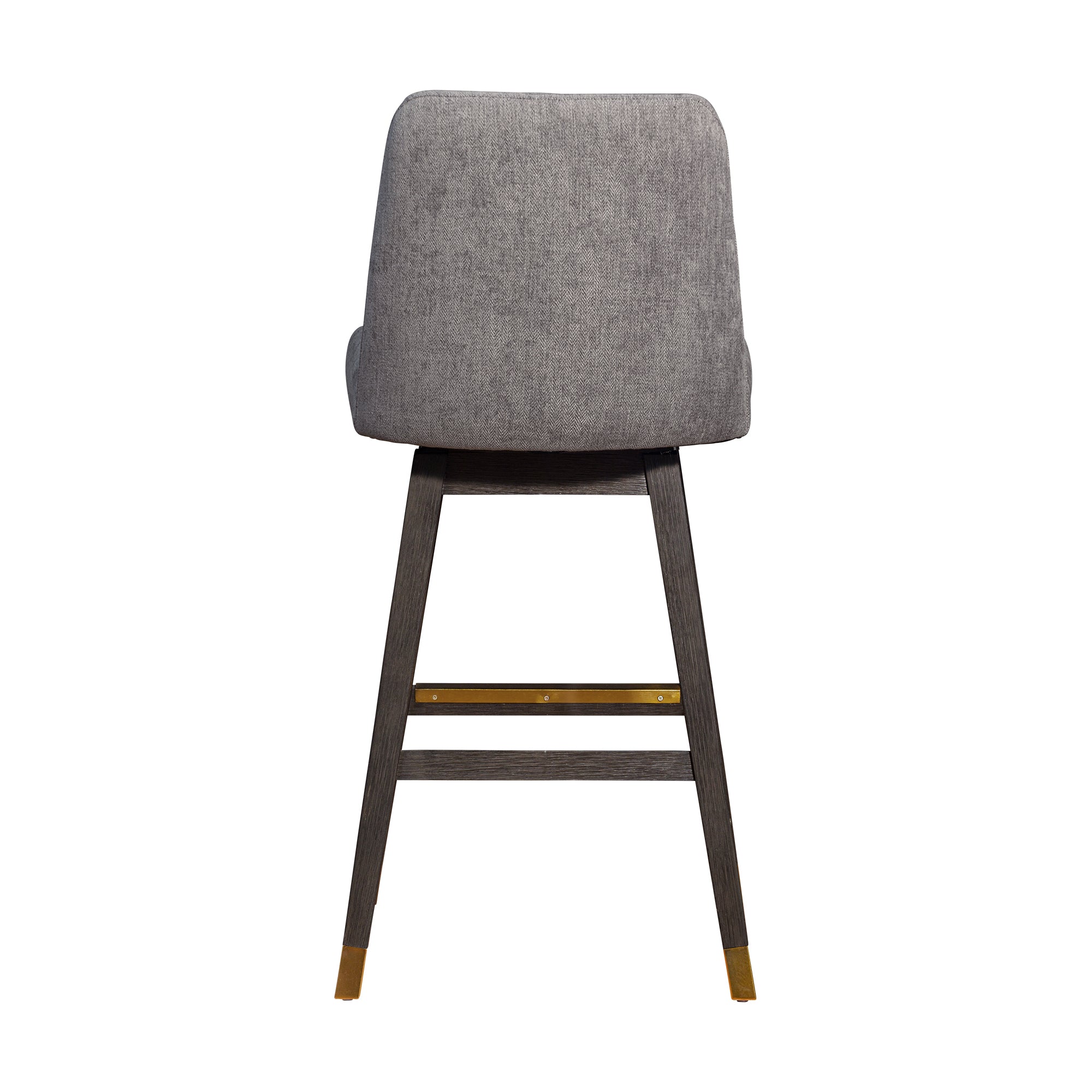 Amalie Swivel Bar Stool in Grey Oak Wood Finish with Mocha Fabric By Armen Living - Image 6