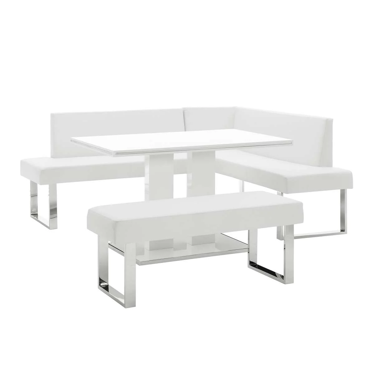 Amanda 3 Piece White Rectangular Dining Set By Armen Living