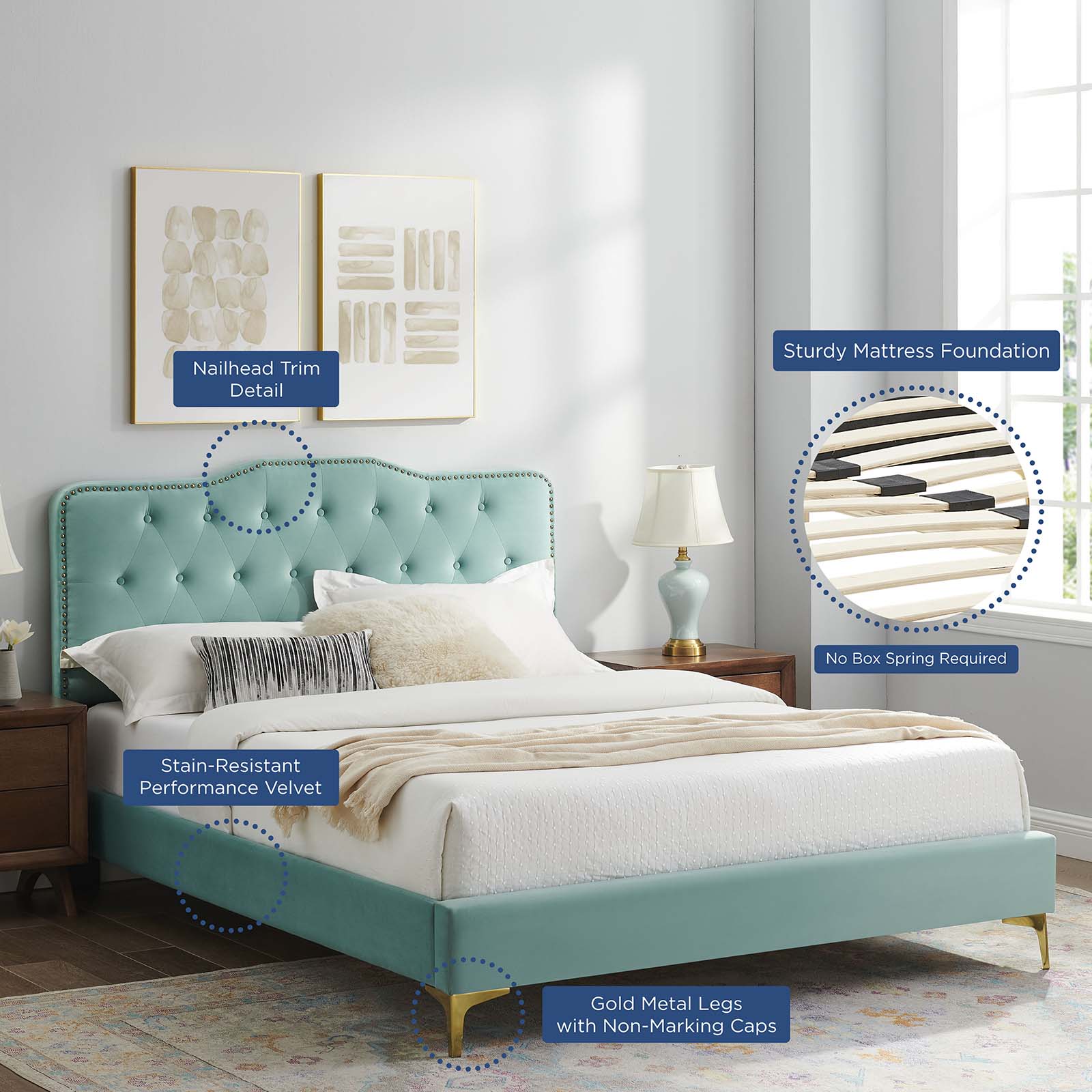 Amber Performance Velvet Queen Platform Bed By Modway - MOD-6775 - Image 52