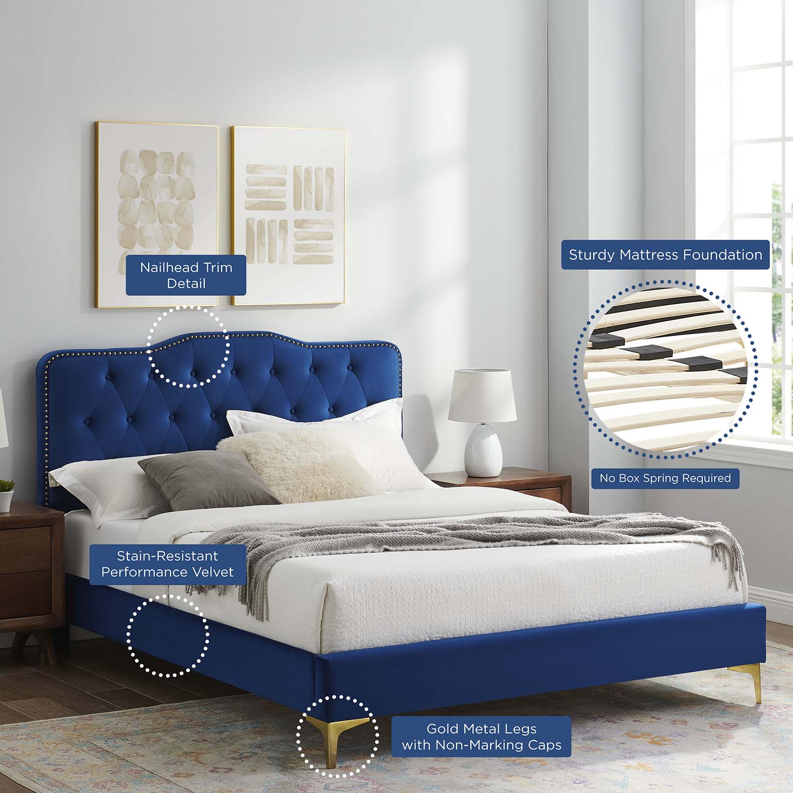 Amber Performance Velvet Queen Platform Bed By Modway - MOD-6775 - Image 67