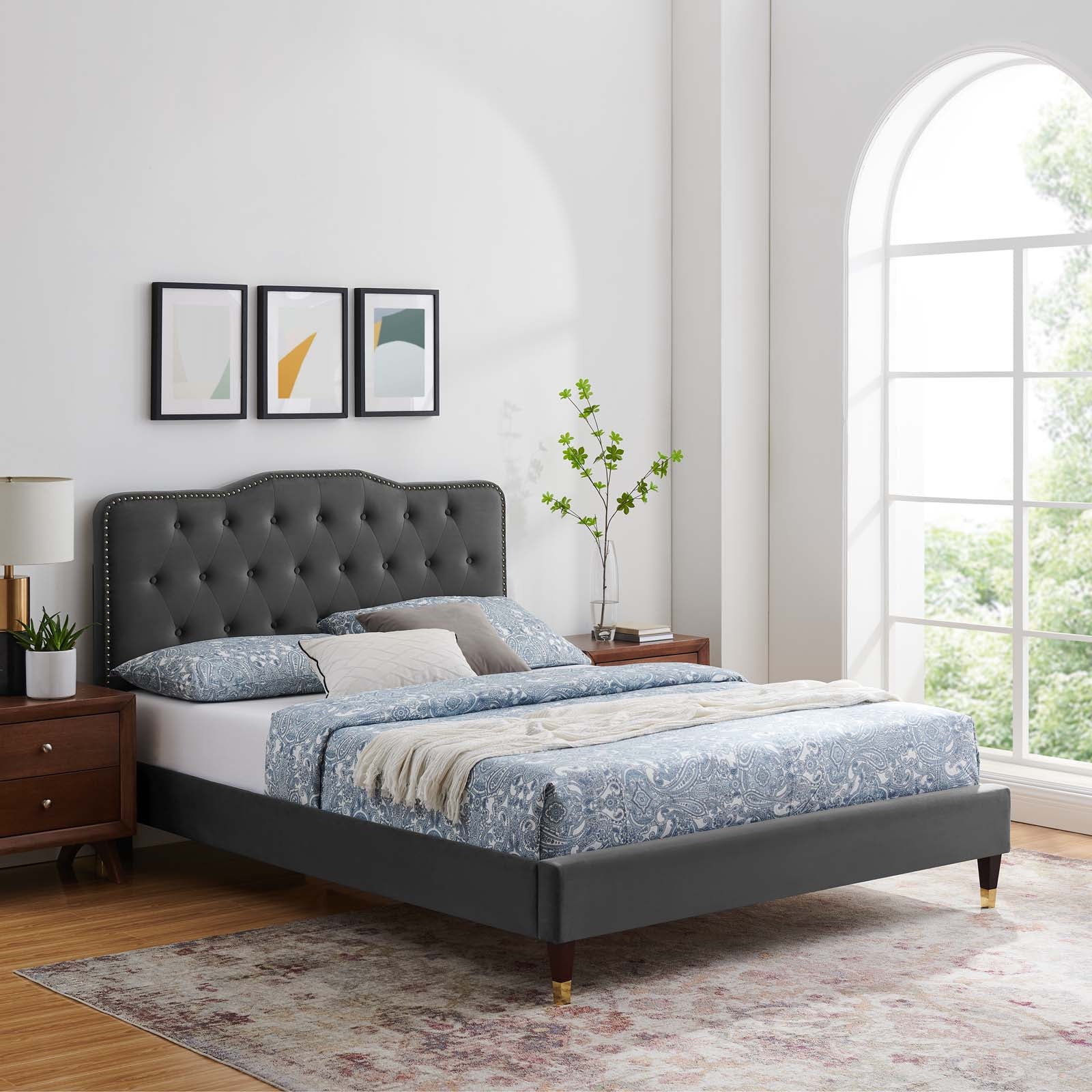 Amber Performance Velvet Queen Platform Bed By Modway - MOD-6776 - Image 8