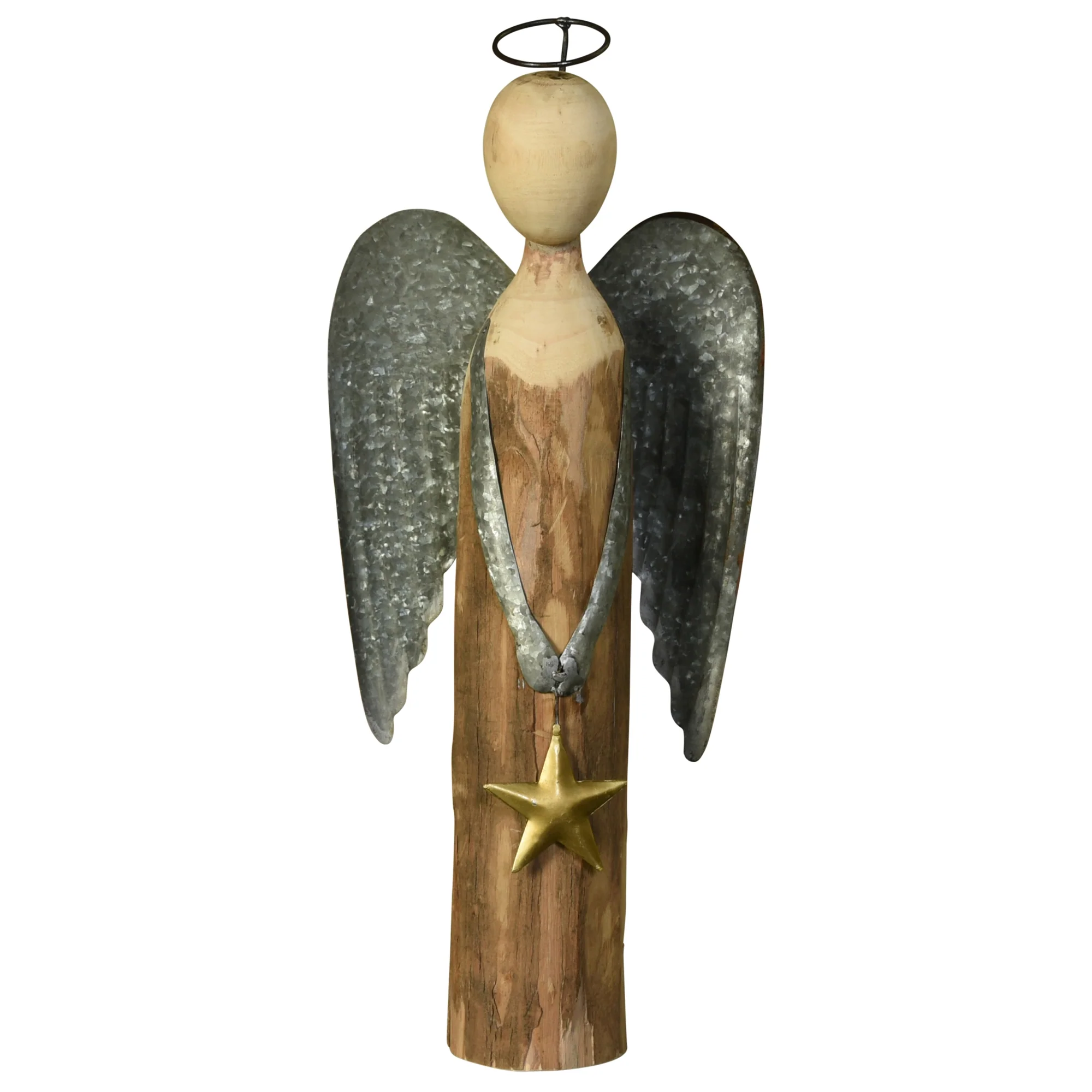 Angel with Star, Wood & Metal - Large By HomArt