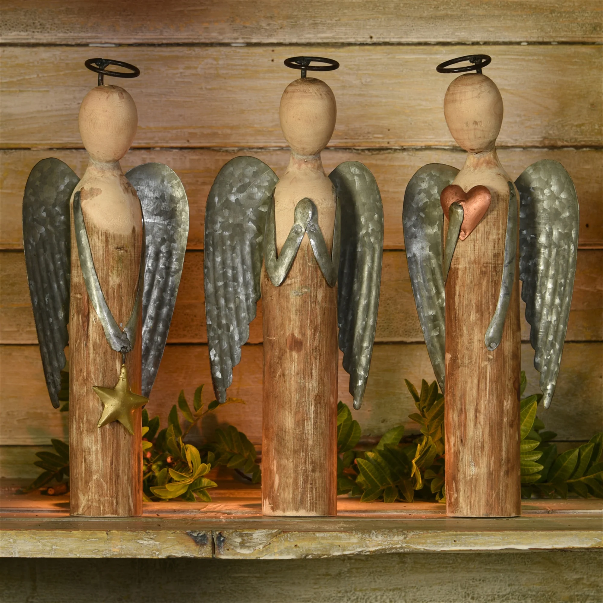 Angel with Star, Wood & Metal - Small Set Of 2 By HomArt - Image 4