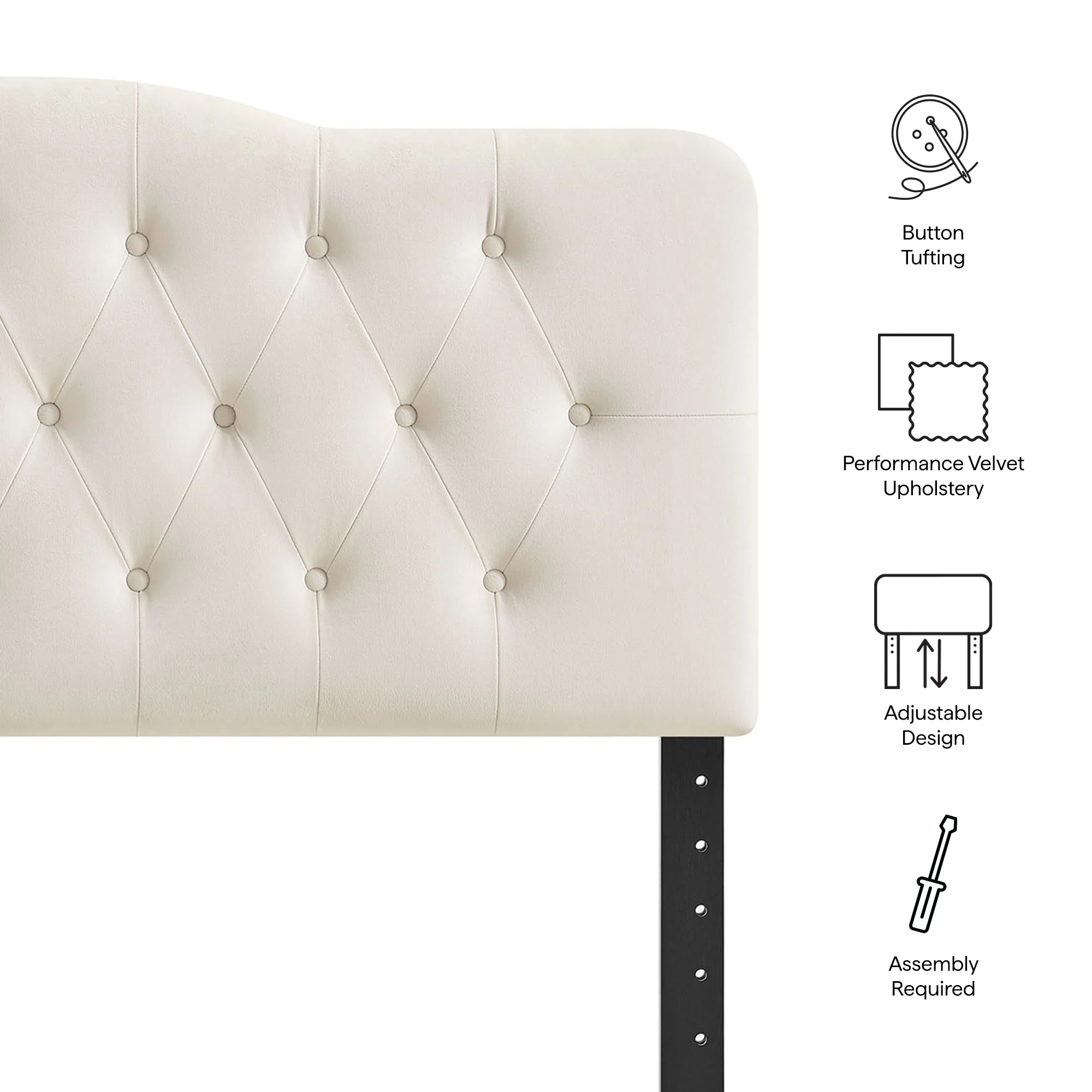 Annabel Stain-Resistant Performance Velvet Queen Headboard by Modway - Image 7