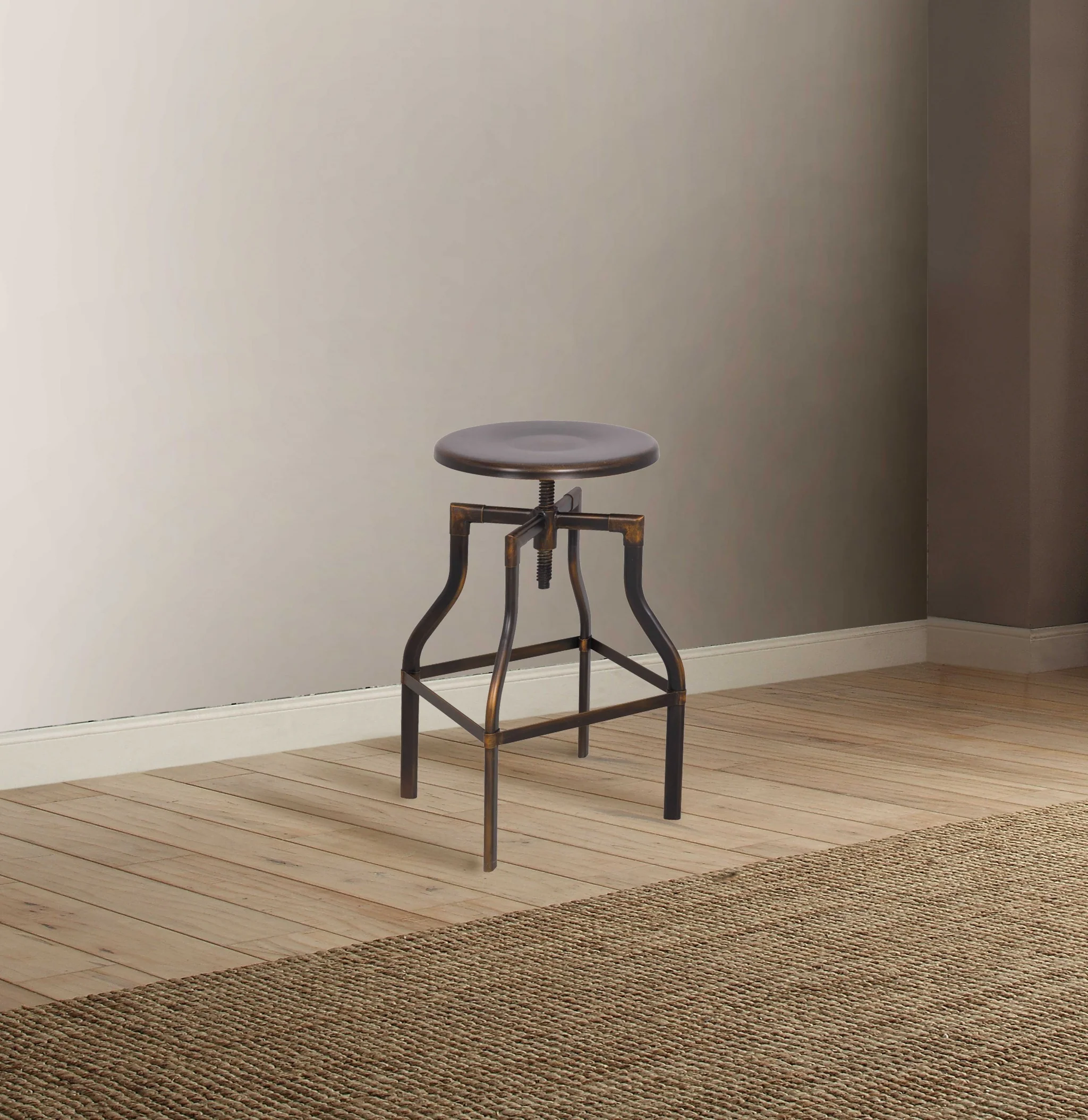 Antique Copper Metal Adjustable Stool By Homeroots