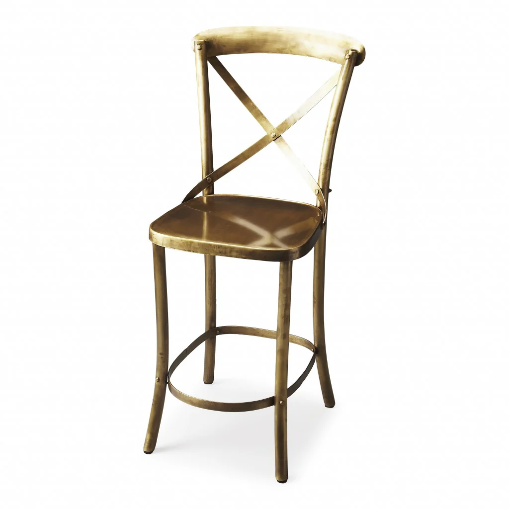 Antique Gold Bar Stool By Homeroots