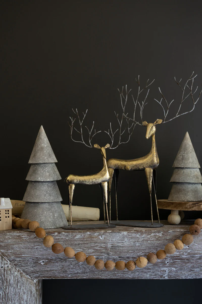 Antique Gold Metal Christmas Deer Set Of 2 By Kalalou