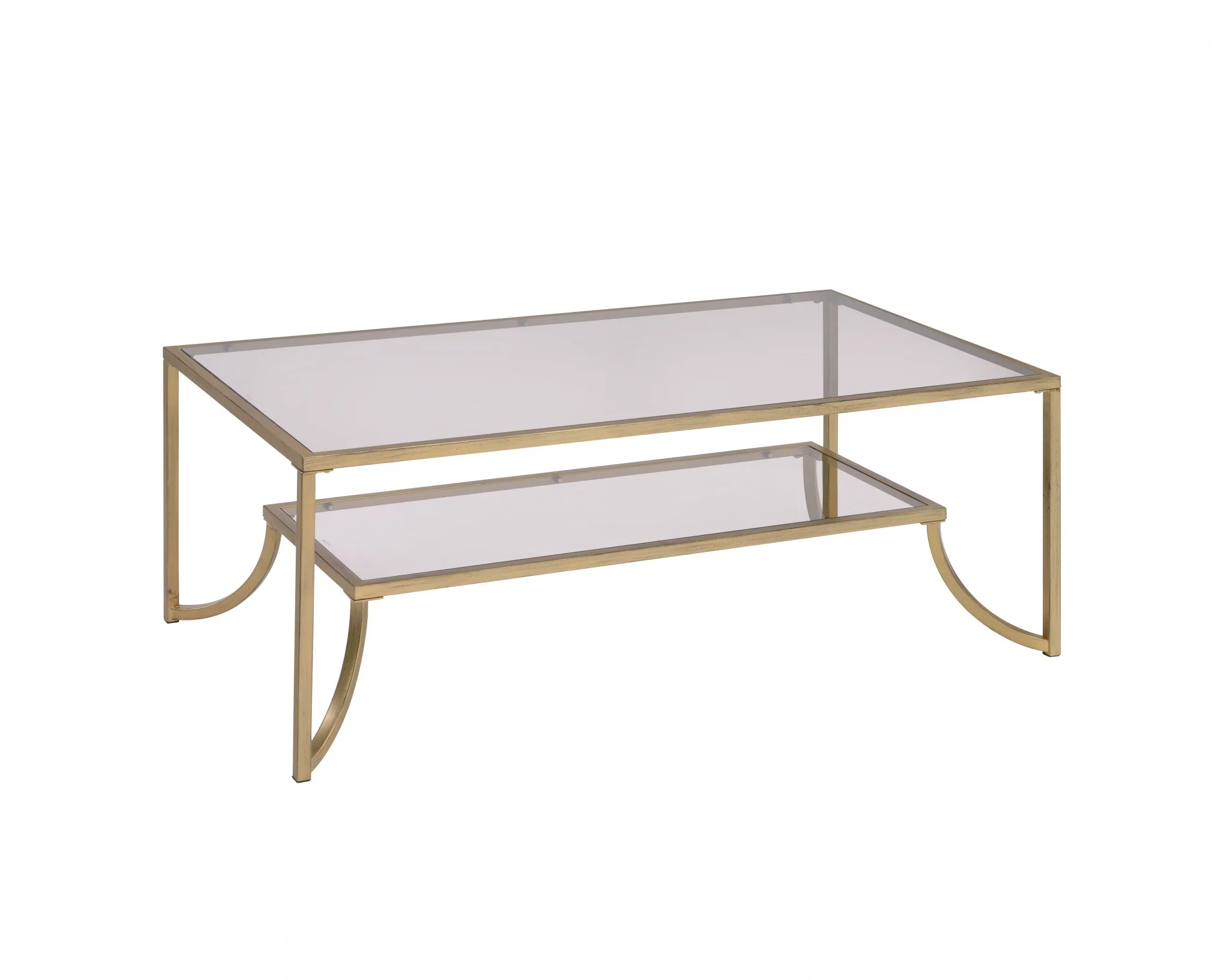 Antique Gold Smoky Glass Metal Coffee Table By Homeroots