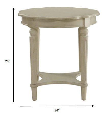 Antique White Solid Wood End Table By Homeroots - Image 2