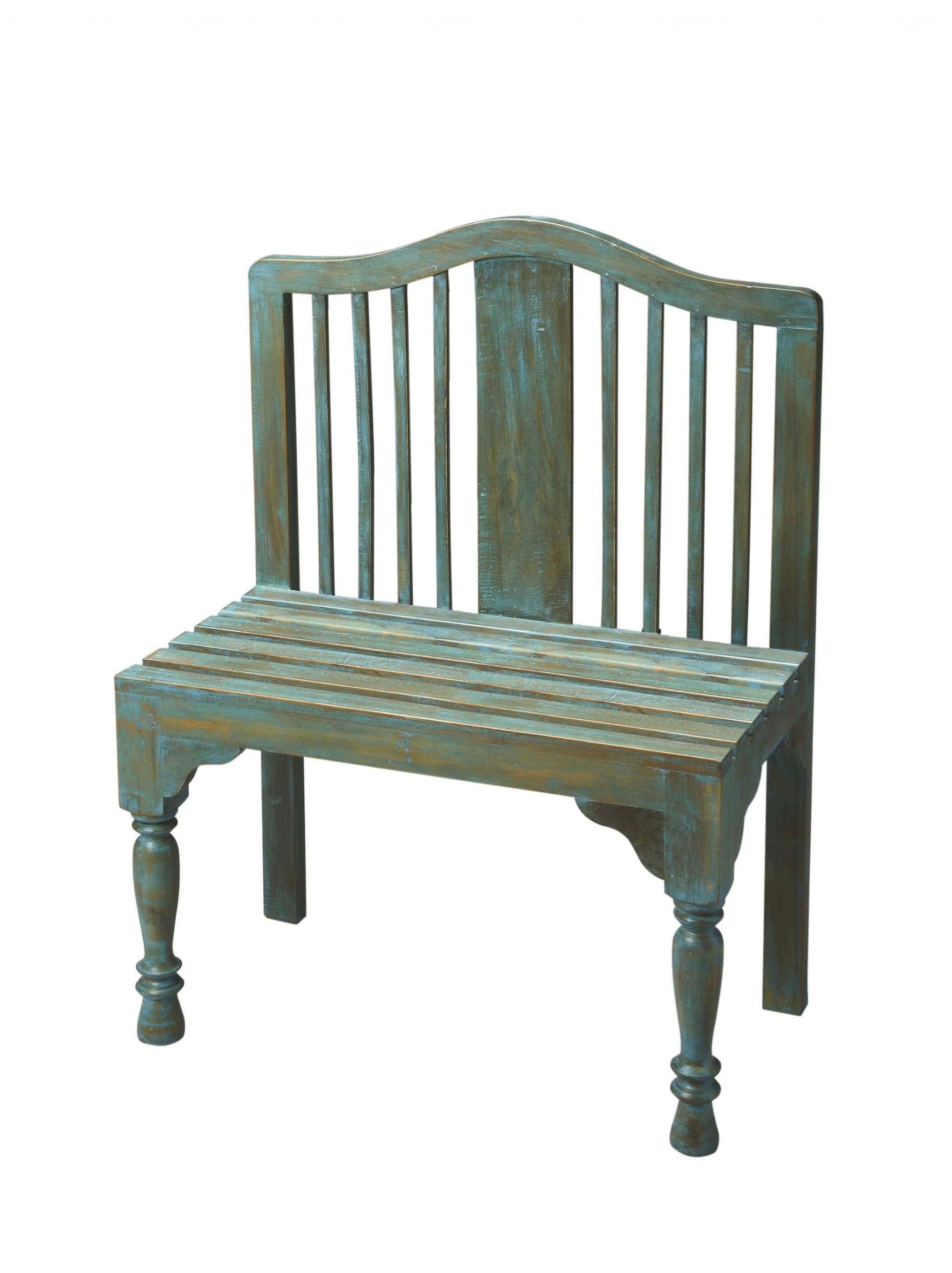 Antiqued Blue Solid Wood Bench By Homeroots