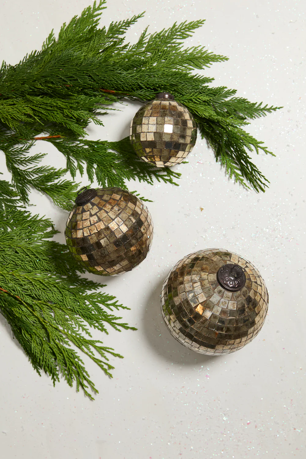 Antiqued Disco Ball Ornament Set of 8 By Accent Decor - Image 3