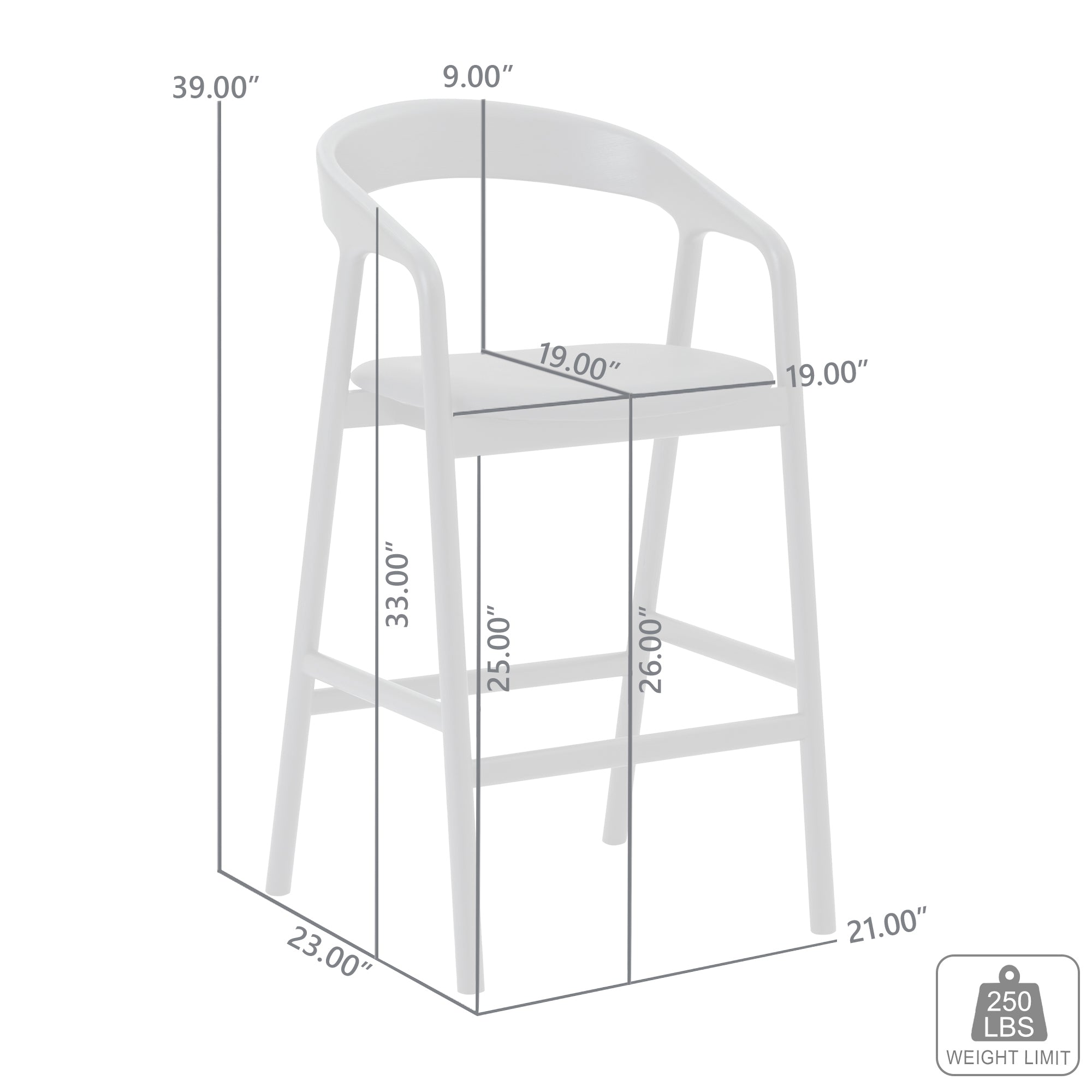 Apache Black Oak Wood and Faux Leather Counter Stool By Armen Living - Image 10