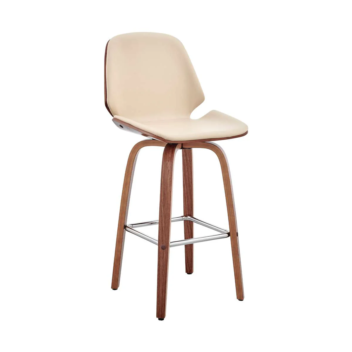 Arabela 26" Gray Faux Leather and Black Wood Swivel Bar Stool By Armen Living - Image 15