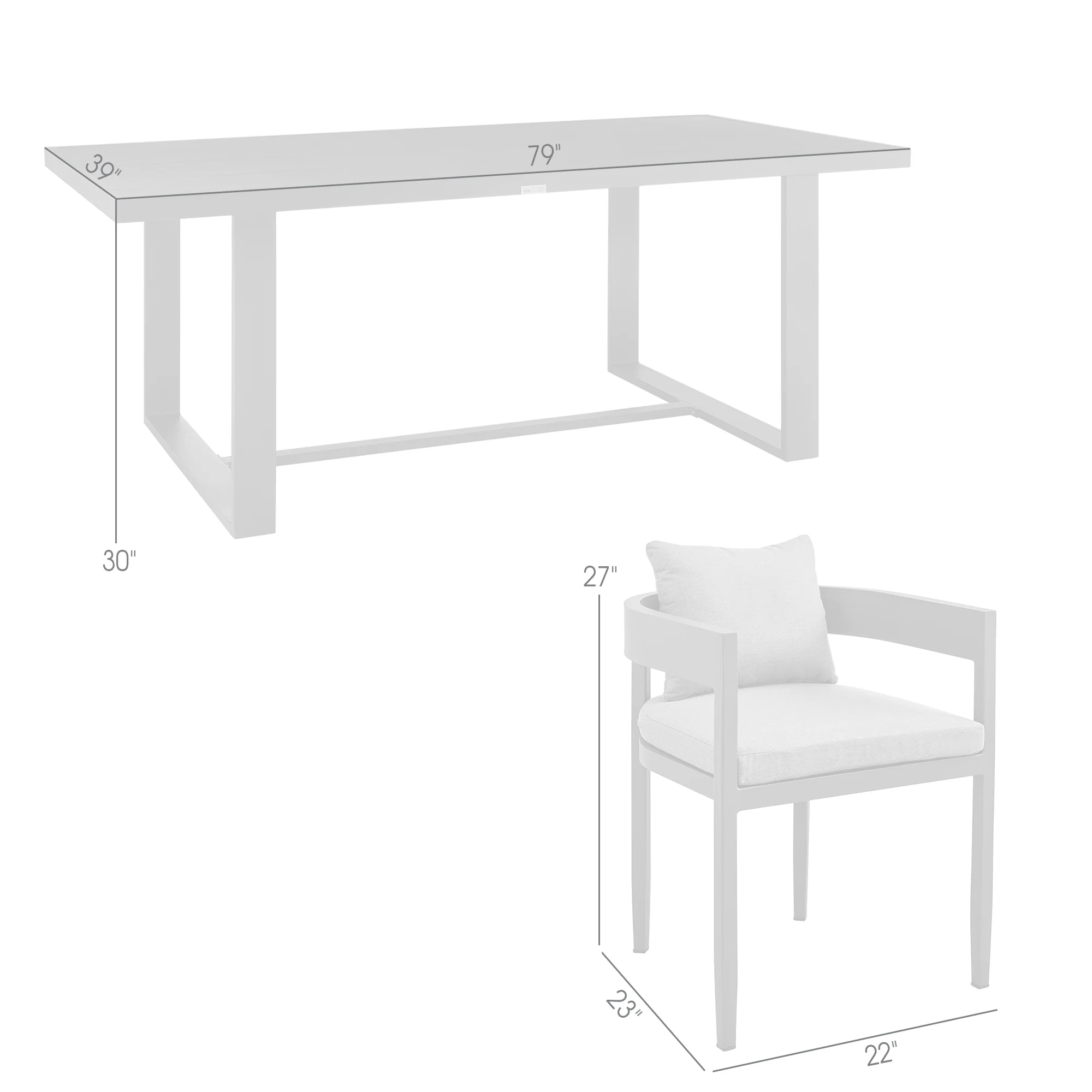 Argiope Outdoor Patio 5-Piece Dining Table Set in Aluminum with Grey Cushions By Armen Living - Image 9
