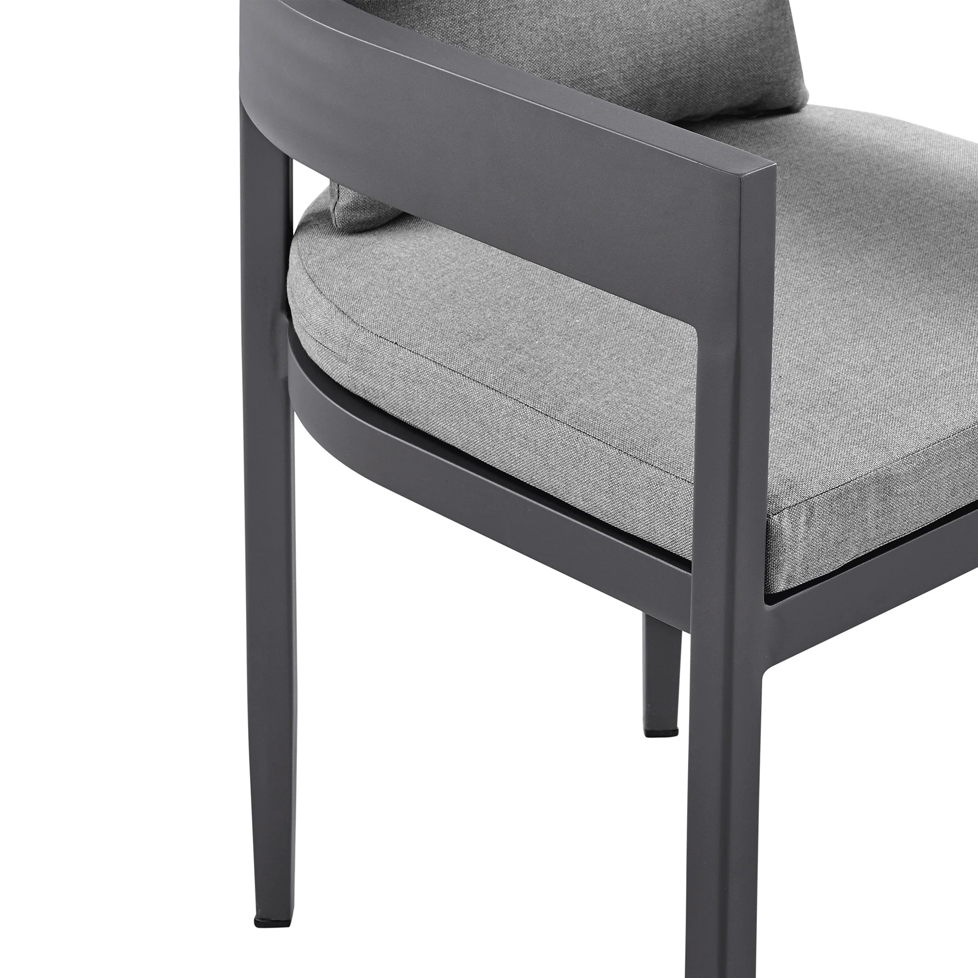 Argiope Outdoor Patio 7-Piece Dining Table Set in Aluminum with Grey Cushions By Armen Living - Image 7