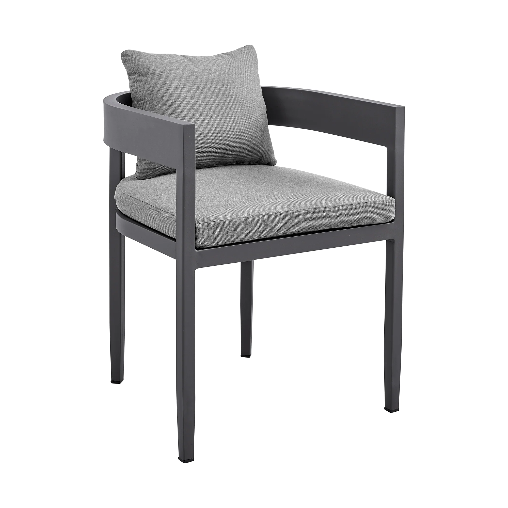 Argiope Outdoor Patio Dining Chairs in Aluminum with Grey Cushions - Set of 2 By Armen Living - Image 4