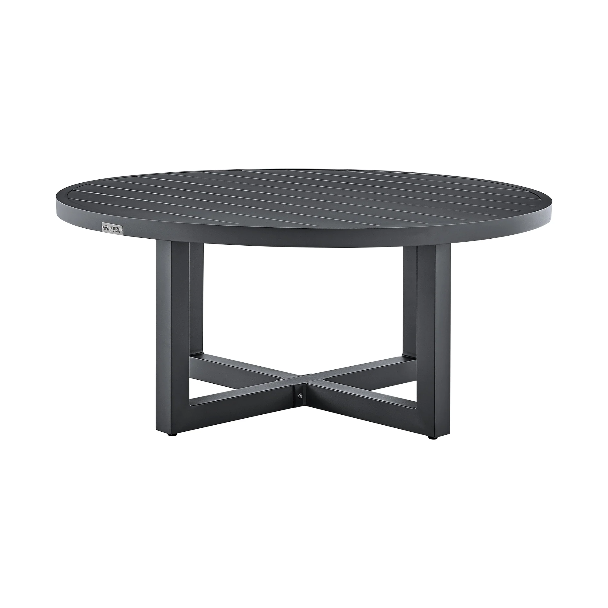 Argiope Outdoor Patio Round Coffee Table in Black Aluminum By Armen Living - Image 9