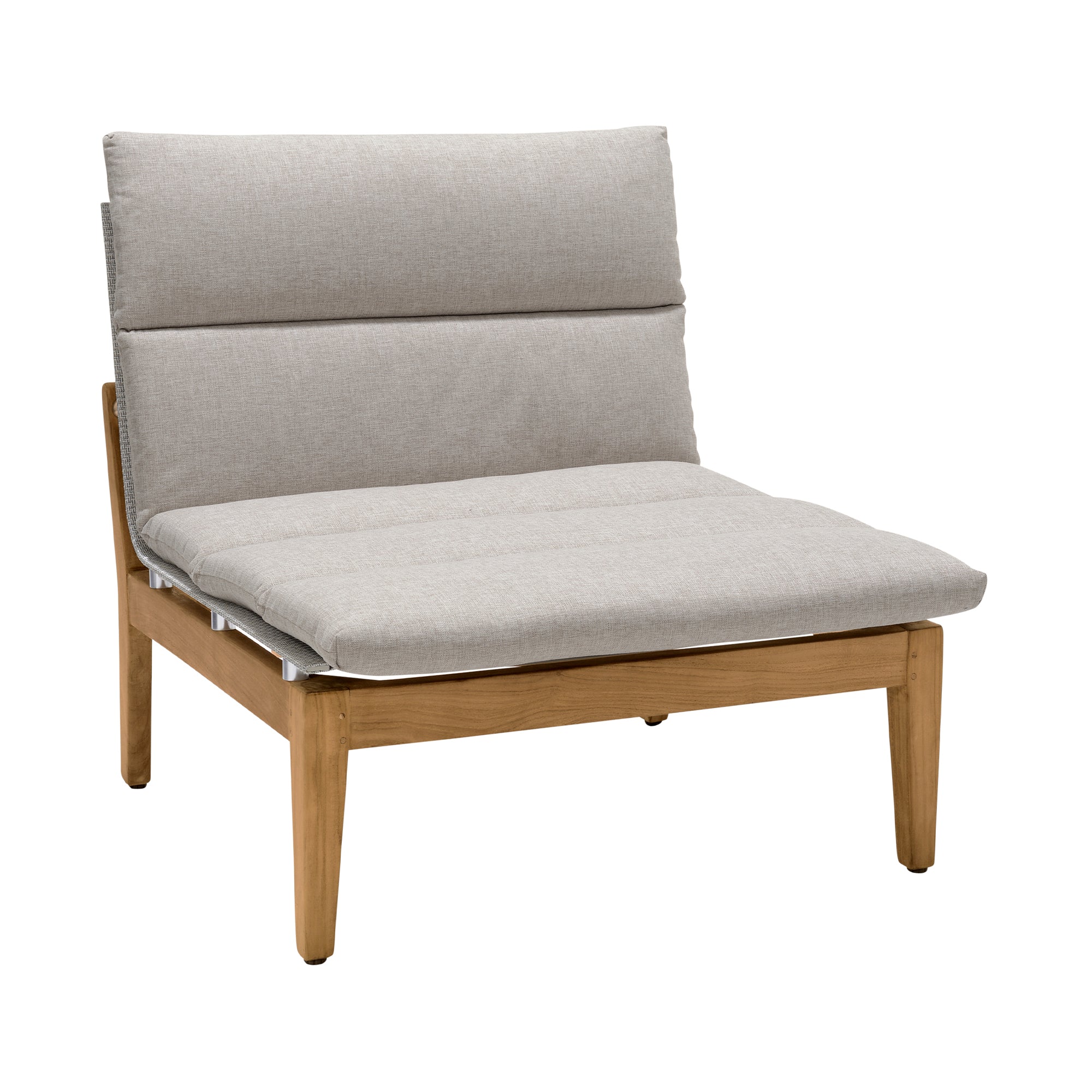 Arno Outdoor 5 Piece Teak Wood Seating Set in Beige Olefin By Armen Living - Image 4