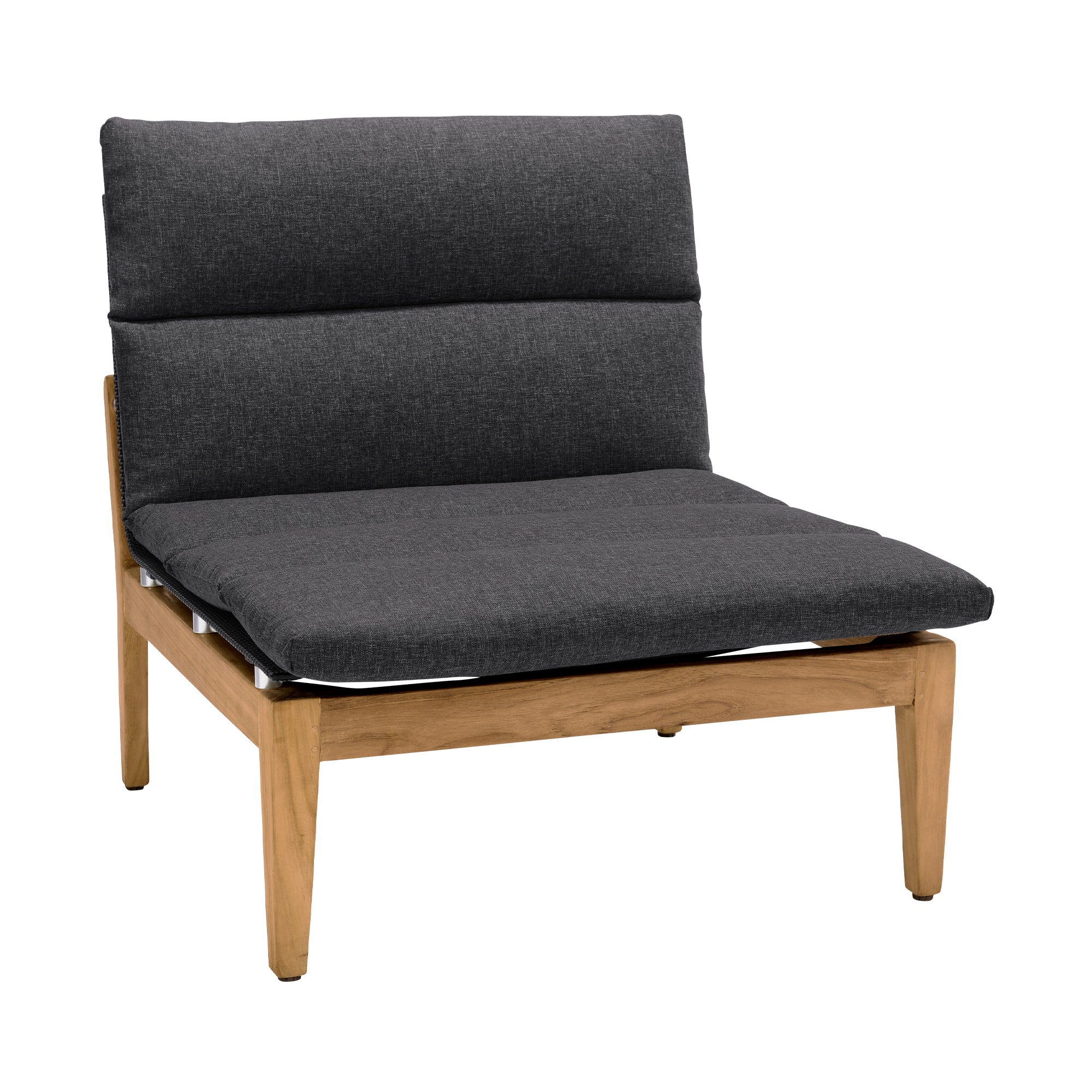 Arno Outdoor 5 Piece Teak Wood Seating Set in Charcoal Olefin By Armen Living - Image 4