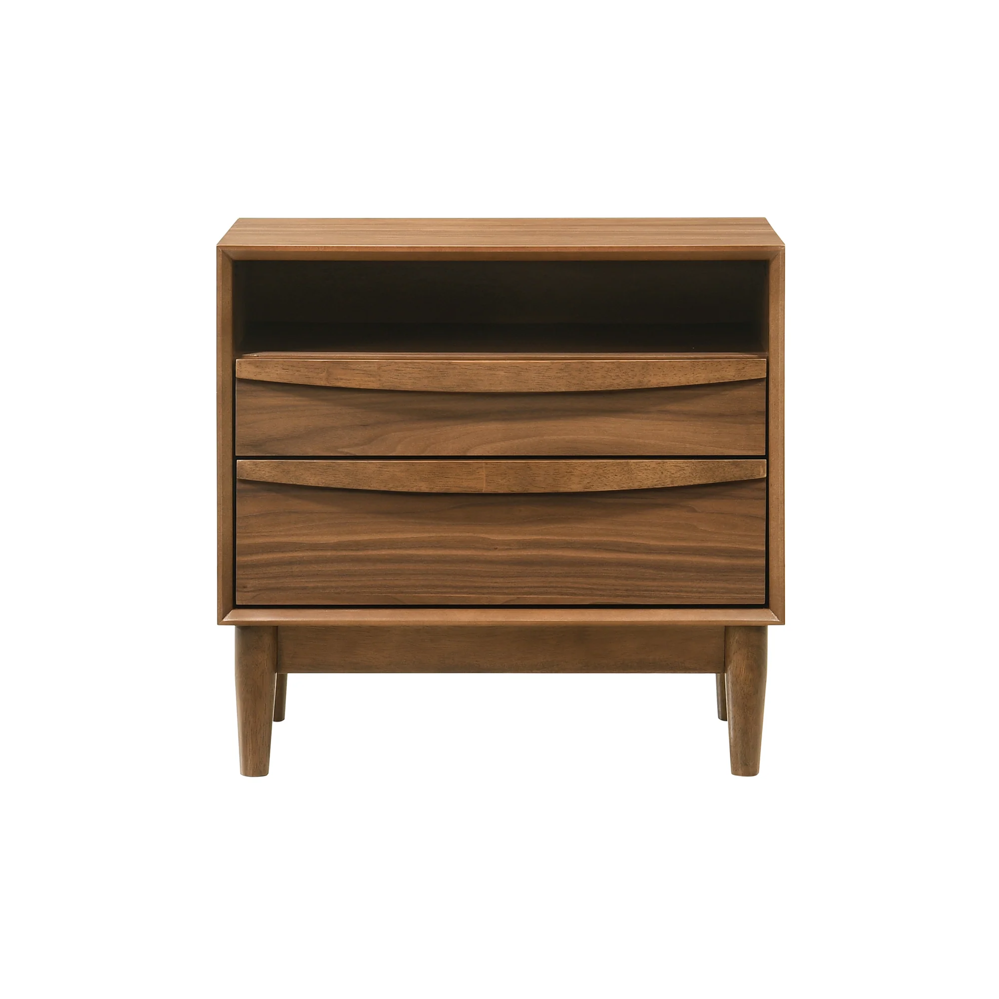 Artemio 2 Drawer Wood Nightstand with Shelf in Walnut Finish By Armen Living - Image 3