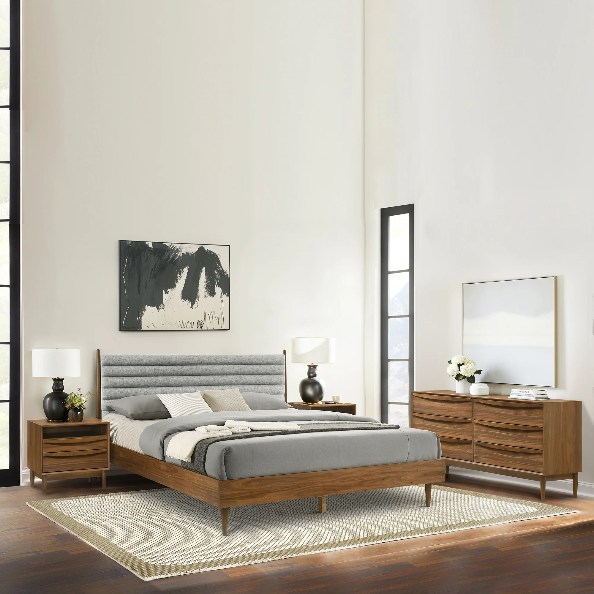 Artemio 6 Drawer Wood Dresser in Walnut Finish By Armen Living - Image 2