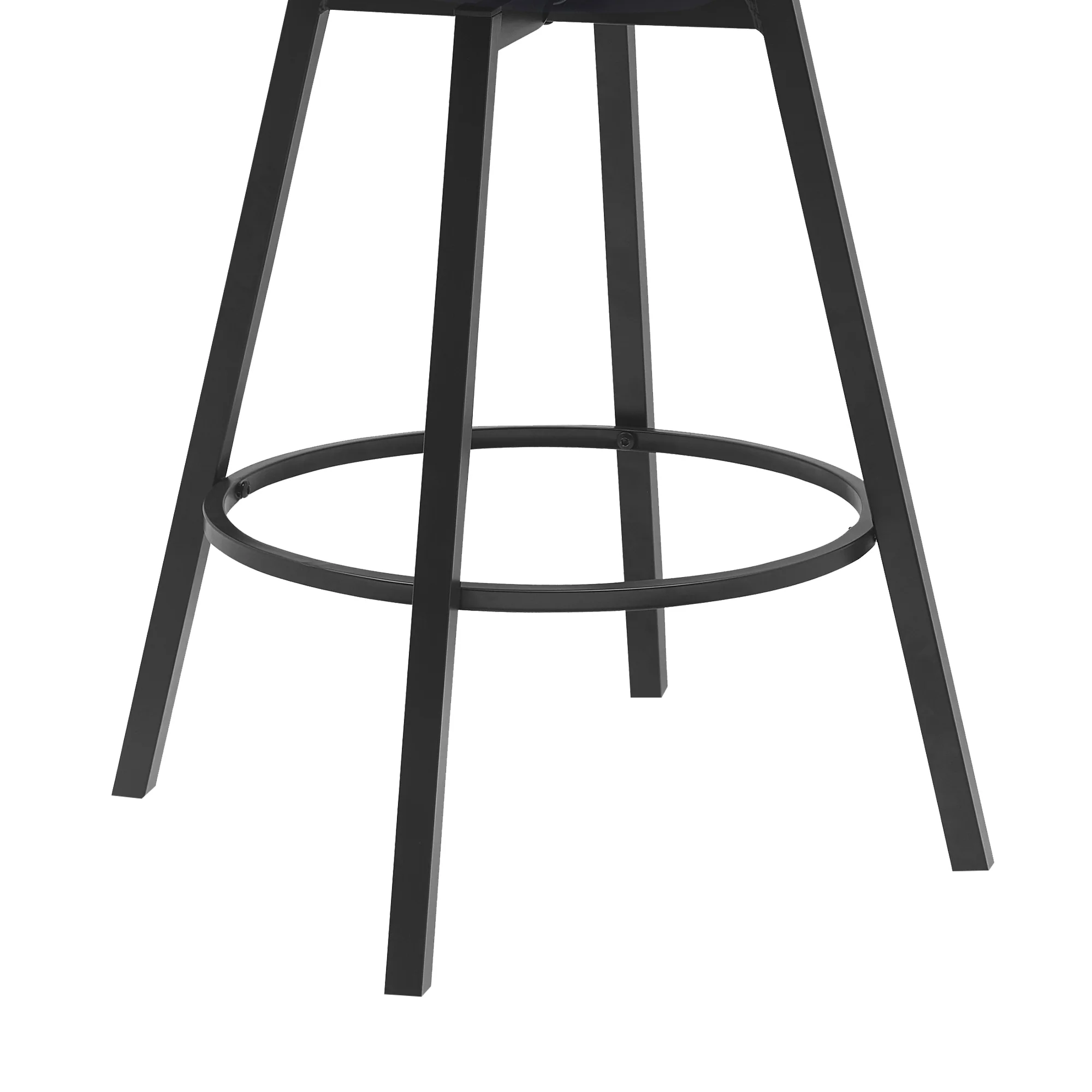 Athena 27" Swivel Walnut Wood Counter Stool in Black Faux Leather with Black Metal By Armen Living - Image 8