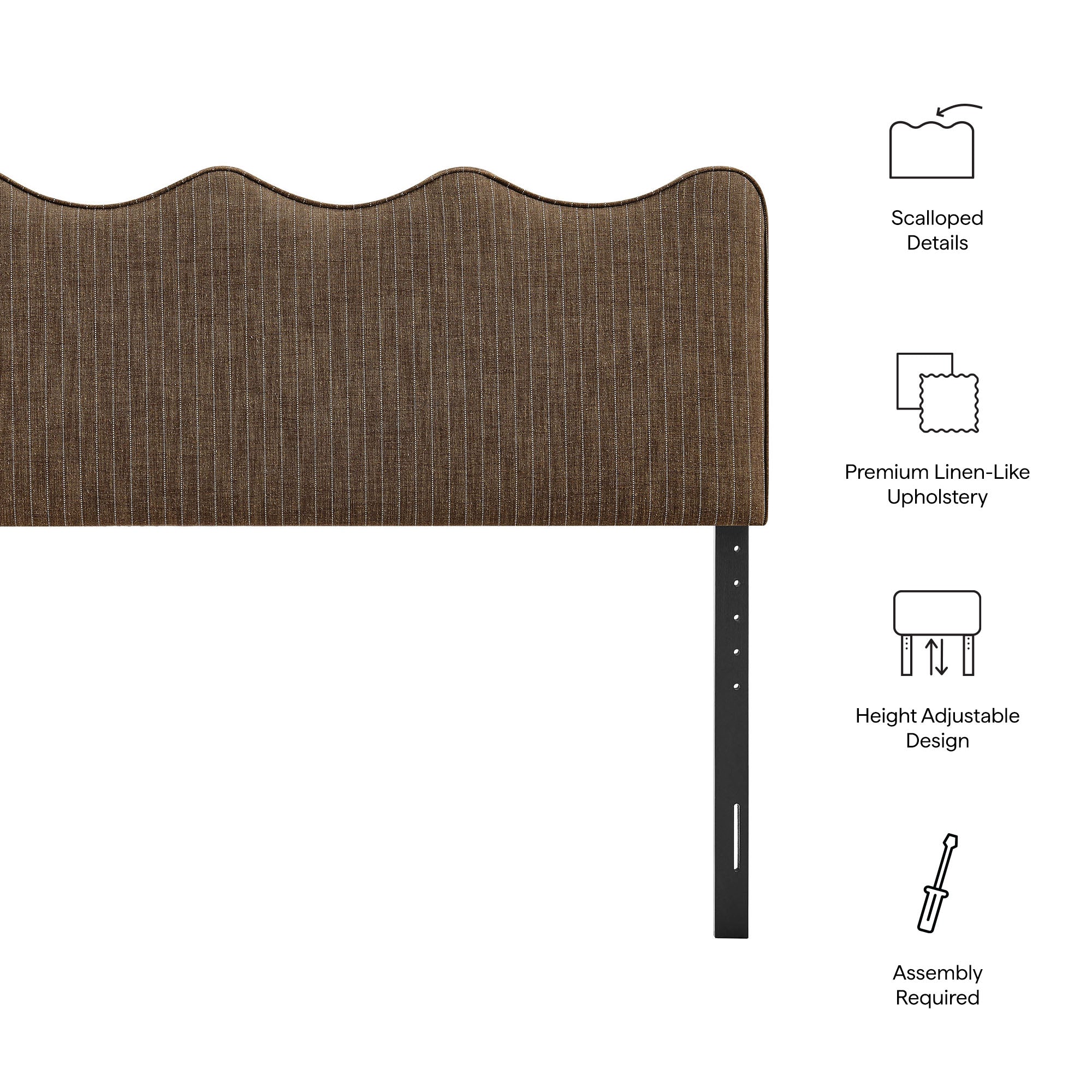 Athena Striped Fabric Upholstered Full Size Headboard by Modway - Image 8