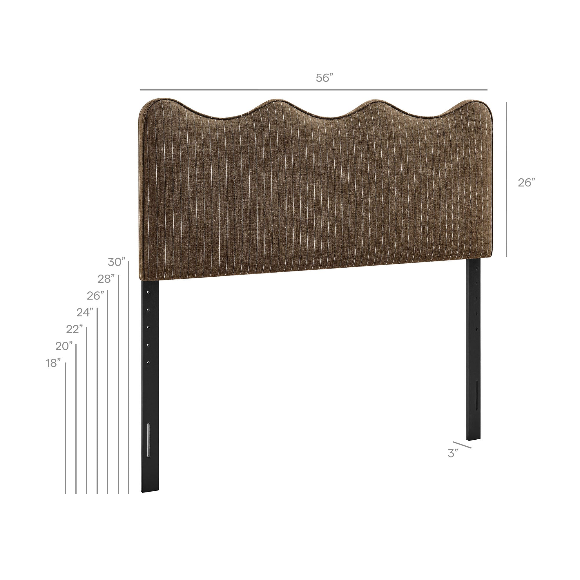 Athena Striped Fabric Upholstered Full Size Headboard by Modway - Image 9