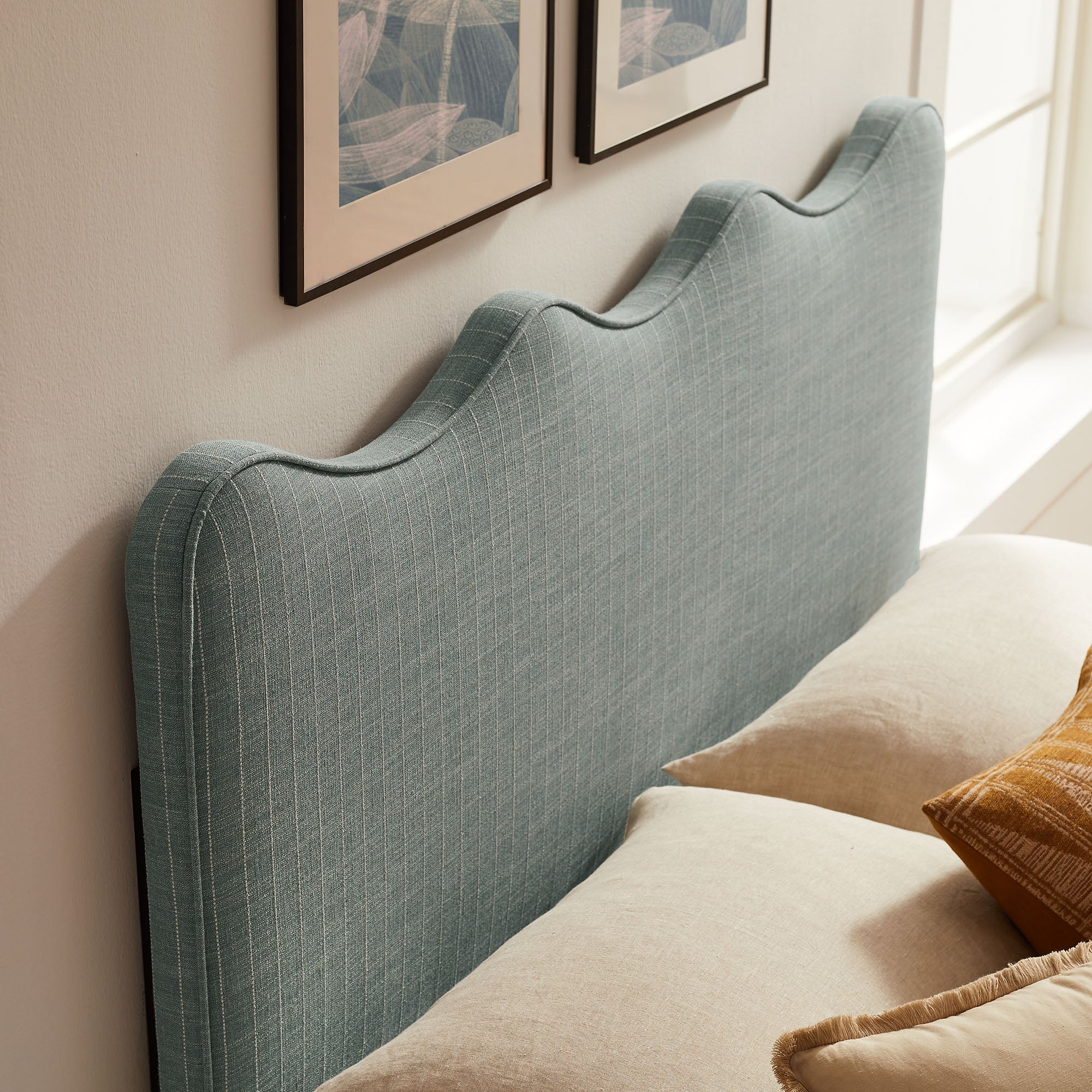 Athena Striped Fabric Upholstered King Size Headboard by Modway - Image 23