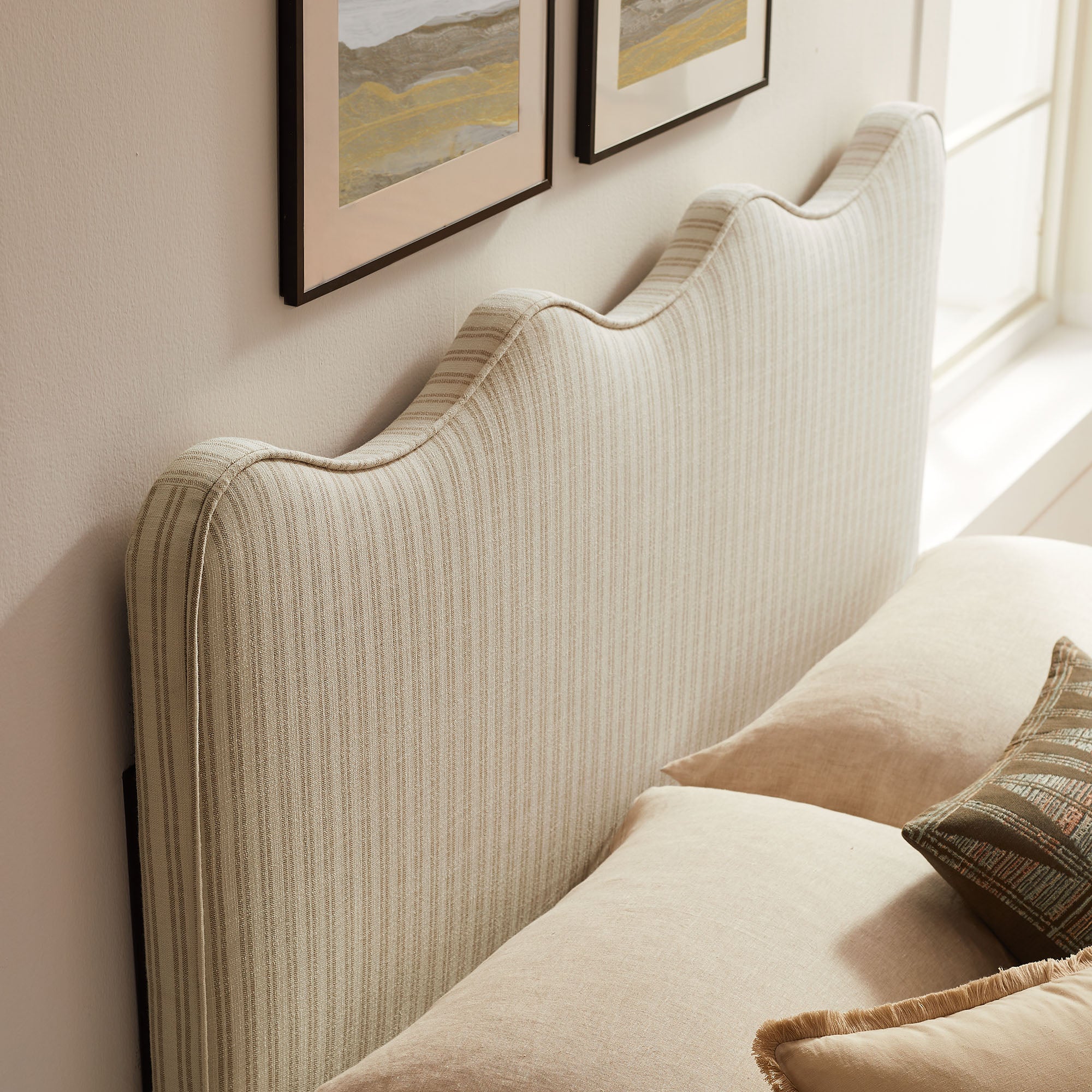 Athena Striped Fabric Upholstered Queen Size Headboard by Modway - Image 12
