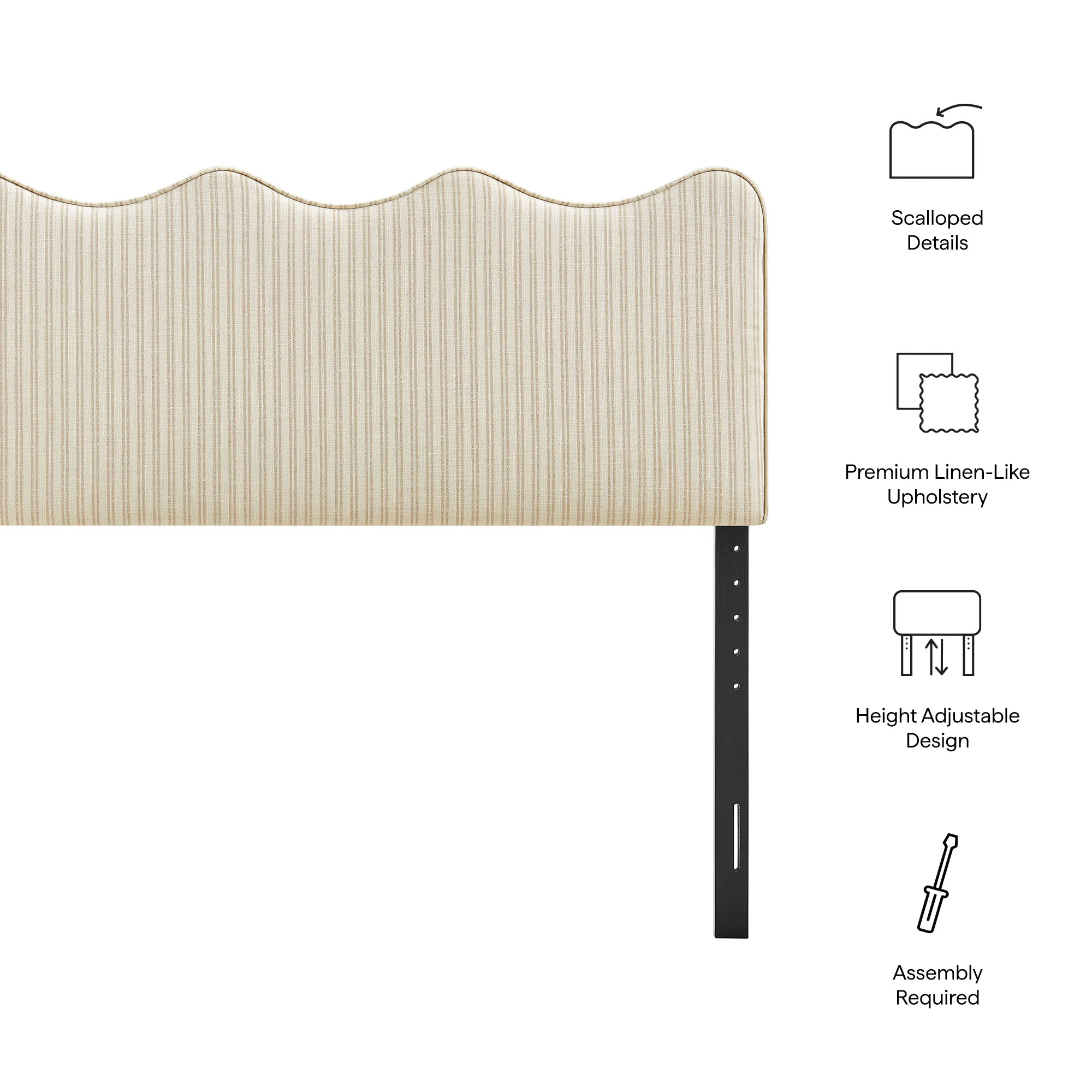 Athena Striped Fabric Upholstered Queen Size Headboard by Modway - Image 15