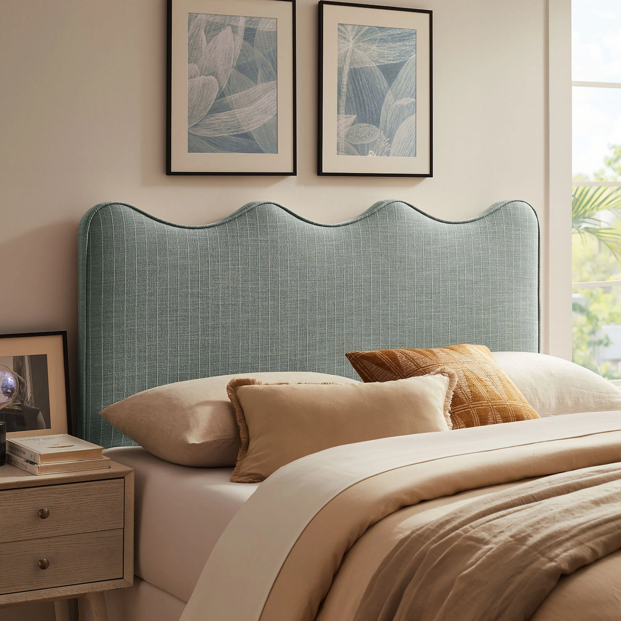 Athena Striped Fabric Upholstered Queen Size Headboard by Modway - Image 23
