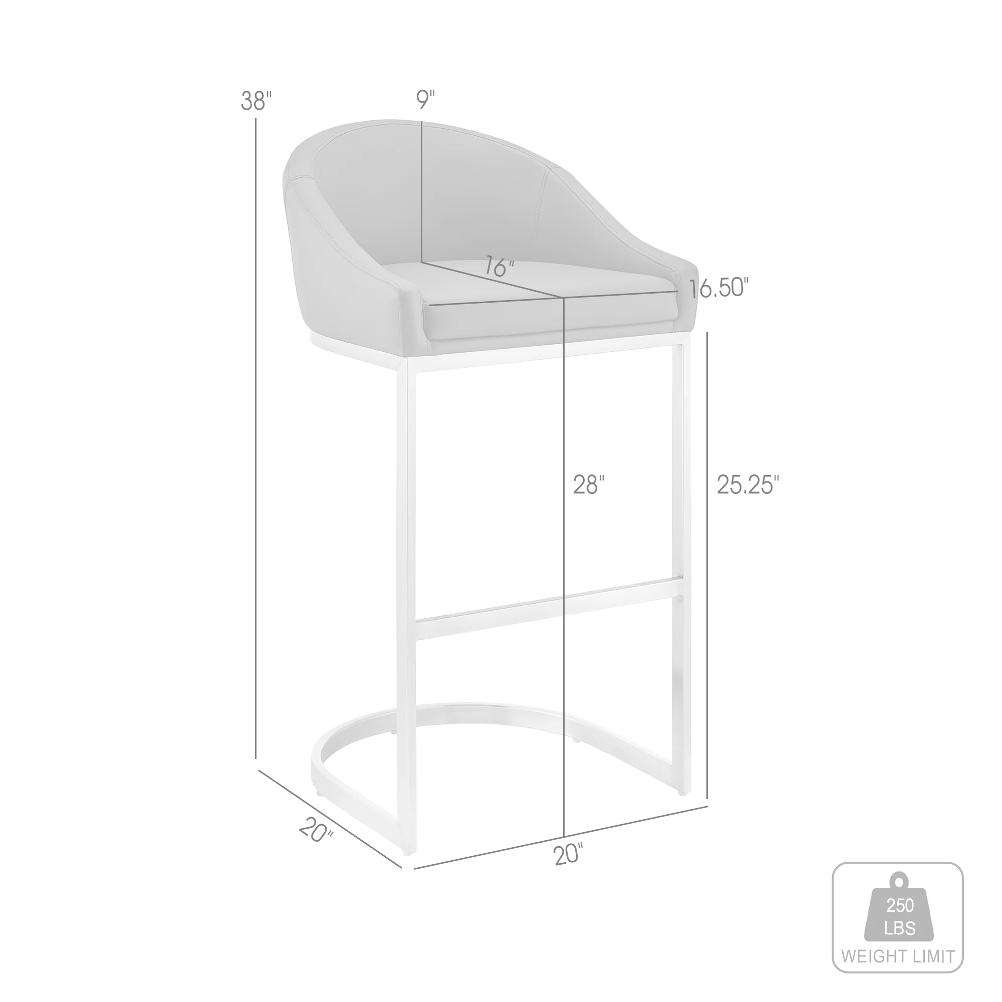 Atherik Bar Stool in Black Metal with Grey Faux Leather By Armen Living - Image 9