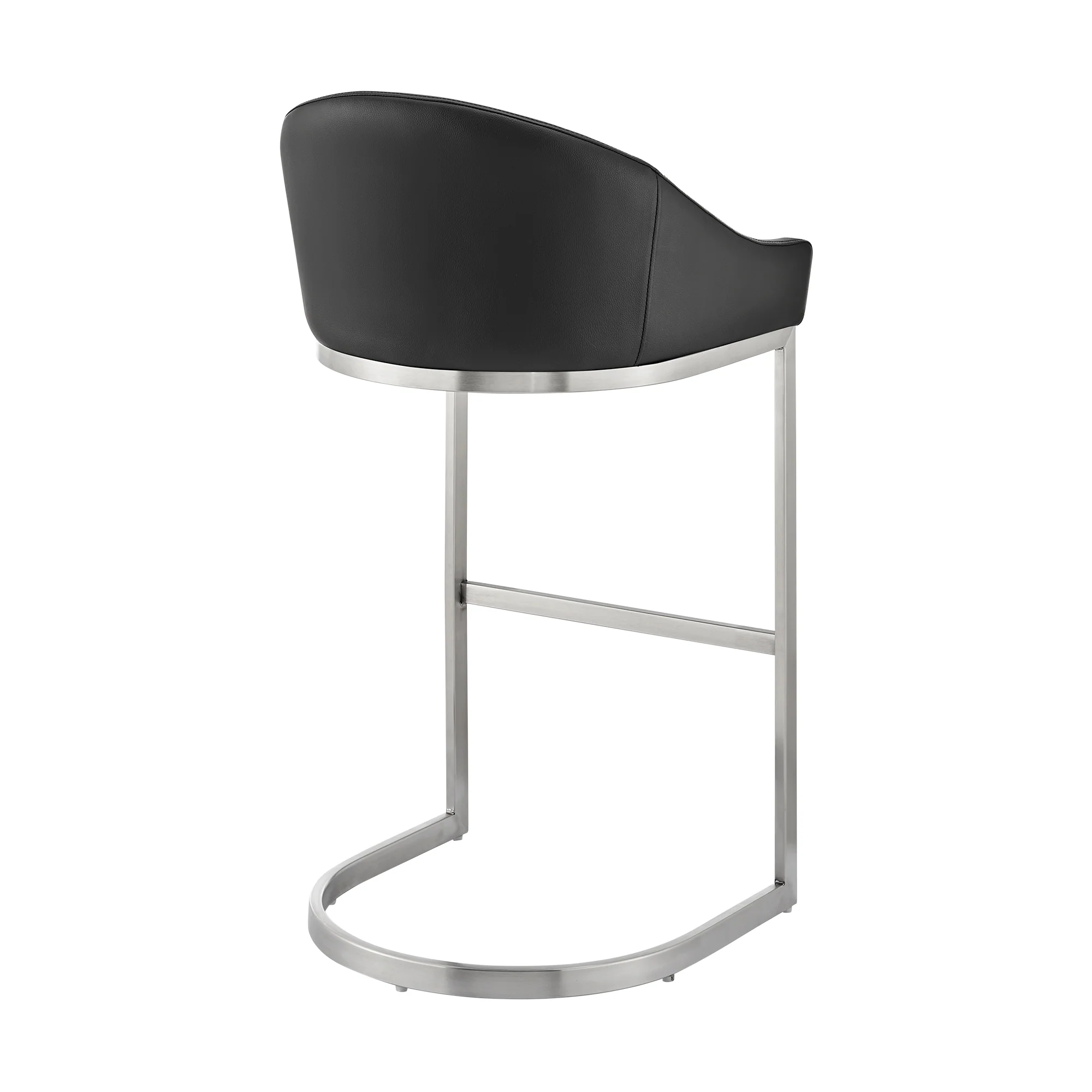 Atherik Counter Stool in Brushed Stainless Steel with White Faux Leather By Armen Living - Image 25