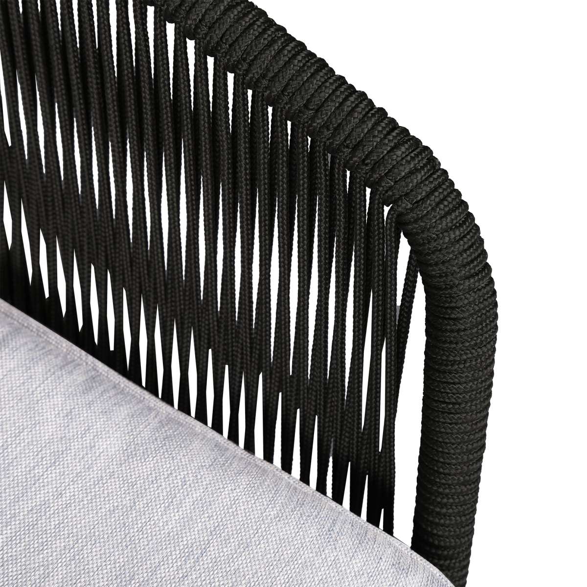 Athos Indoor Outdoor Club Chair in Dark Eucalyptus Wood with Latte Rope and Grey Cushions By Armen Living - Image 5