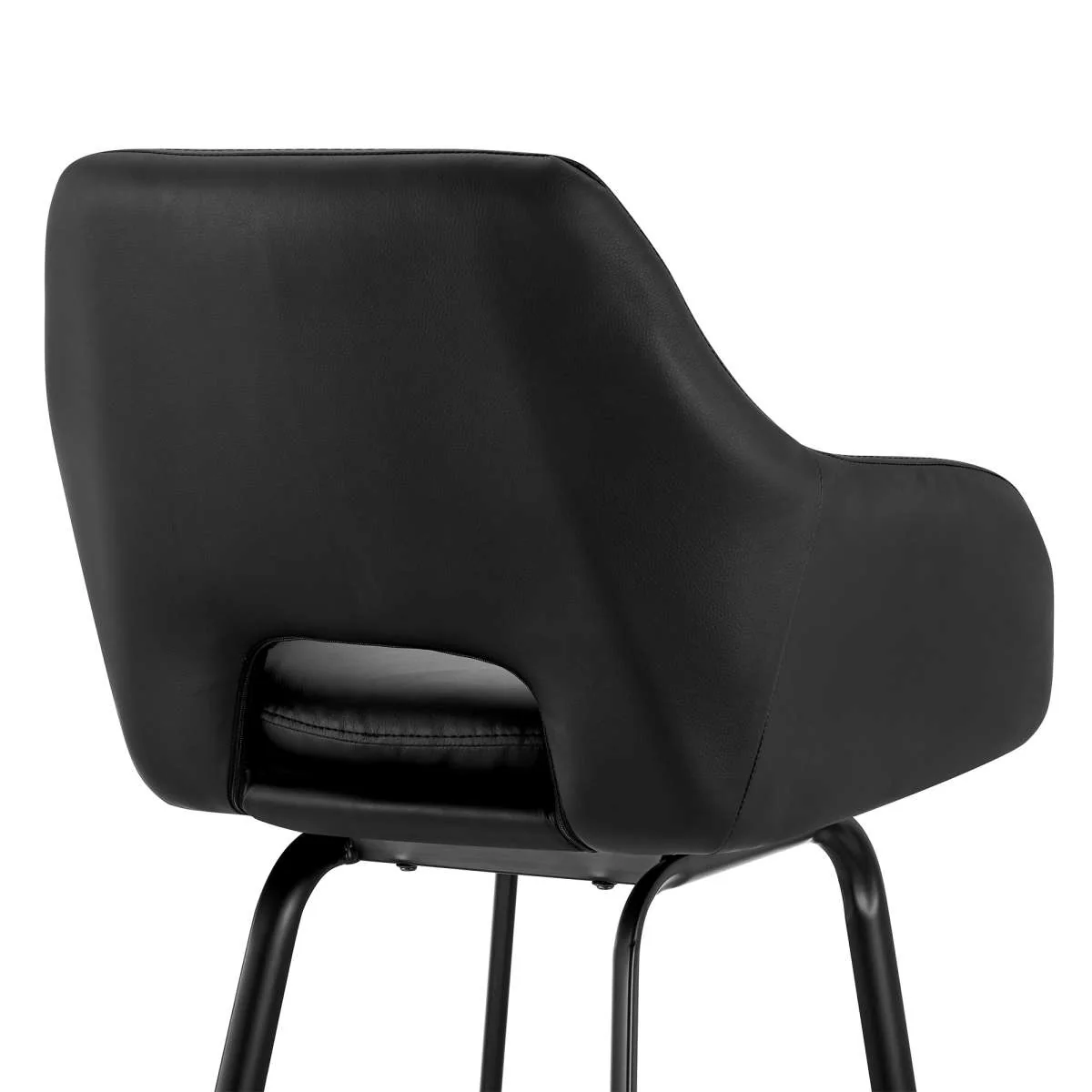 Aura Black Faux Leather and Black Metal Swivel 26" Counter Stool By Armen Living - Image 6