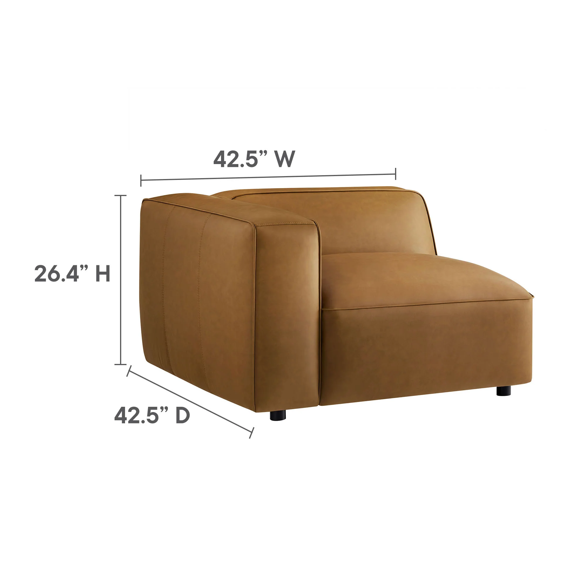 Auren 3-Piece Upholstered Vegan Leather Modular Loveseat with Ottoman by Modway - Image 6