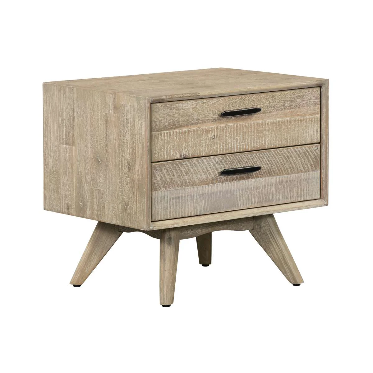 Baly 3 Piece Acacia King Platform Bed and Nightstands Bedroom Set By Armen Living - Image 3