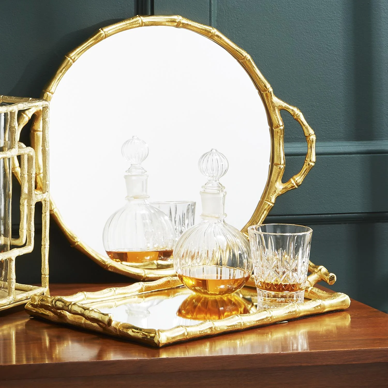 Bamboo Mirror Tray Asst 2 Designs By Tozai Home