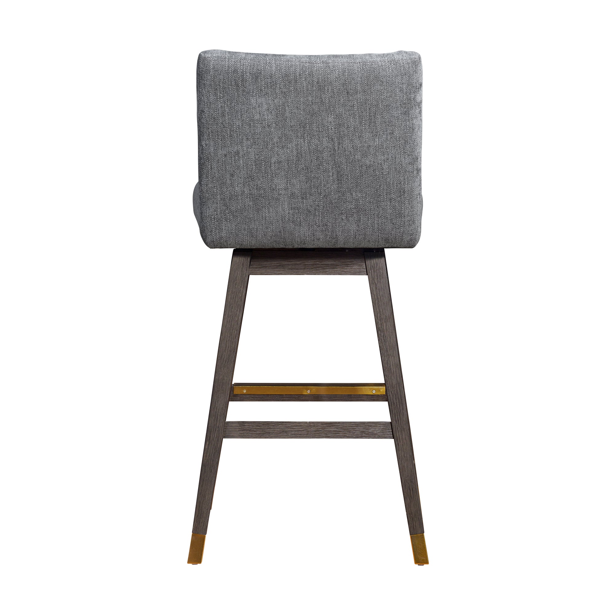 Basila Swivel Bar Stool in Grey Oak Wood Finish with Grey Fabric By Armen Living - Image 6